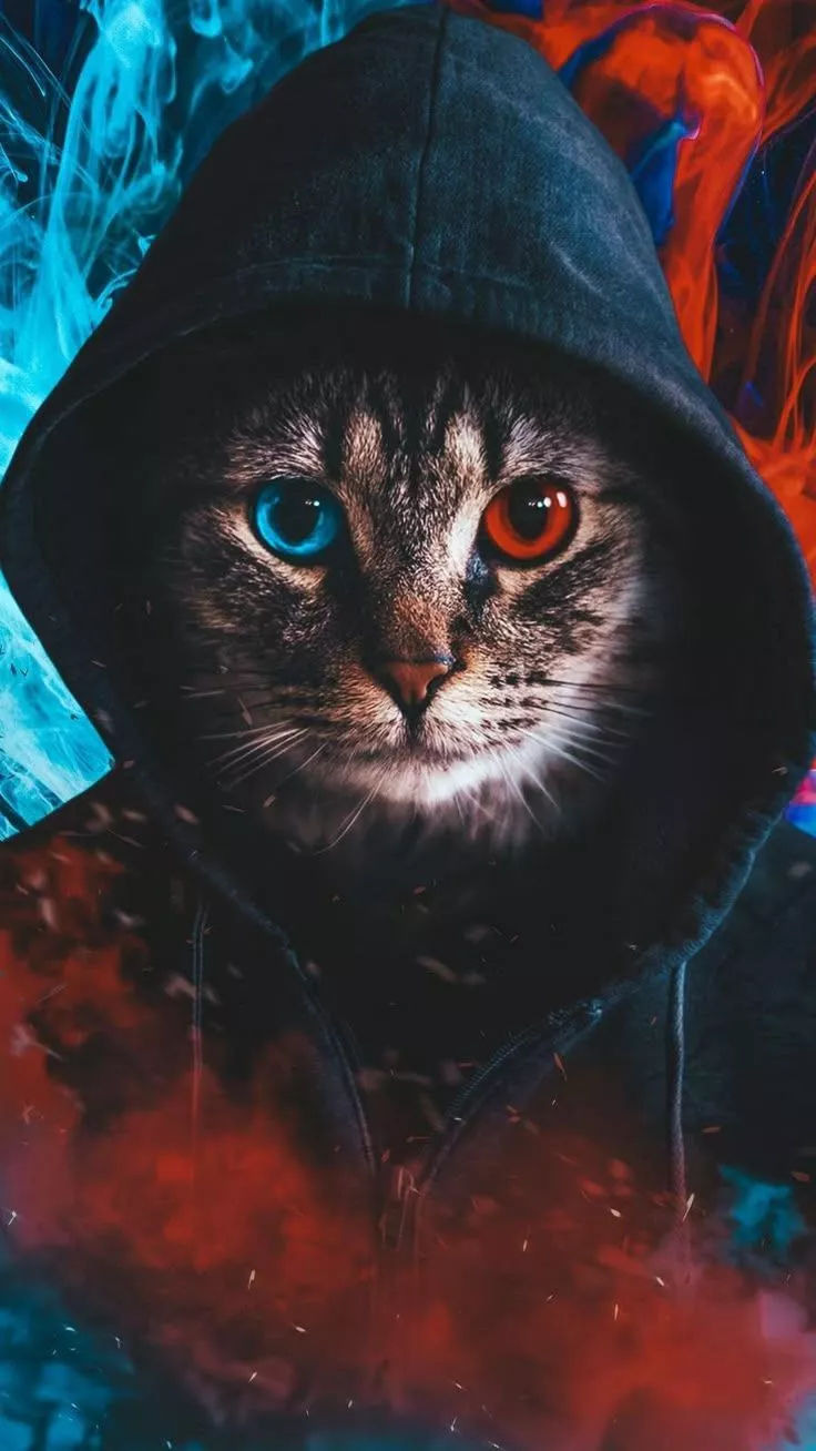 Hoodie Cat iPhone Wallpaper
