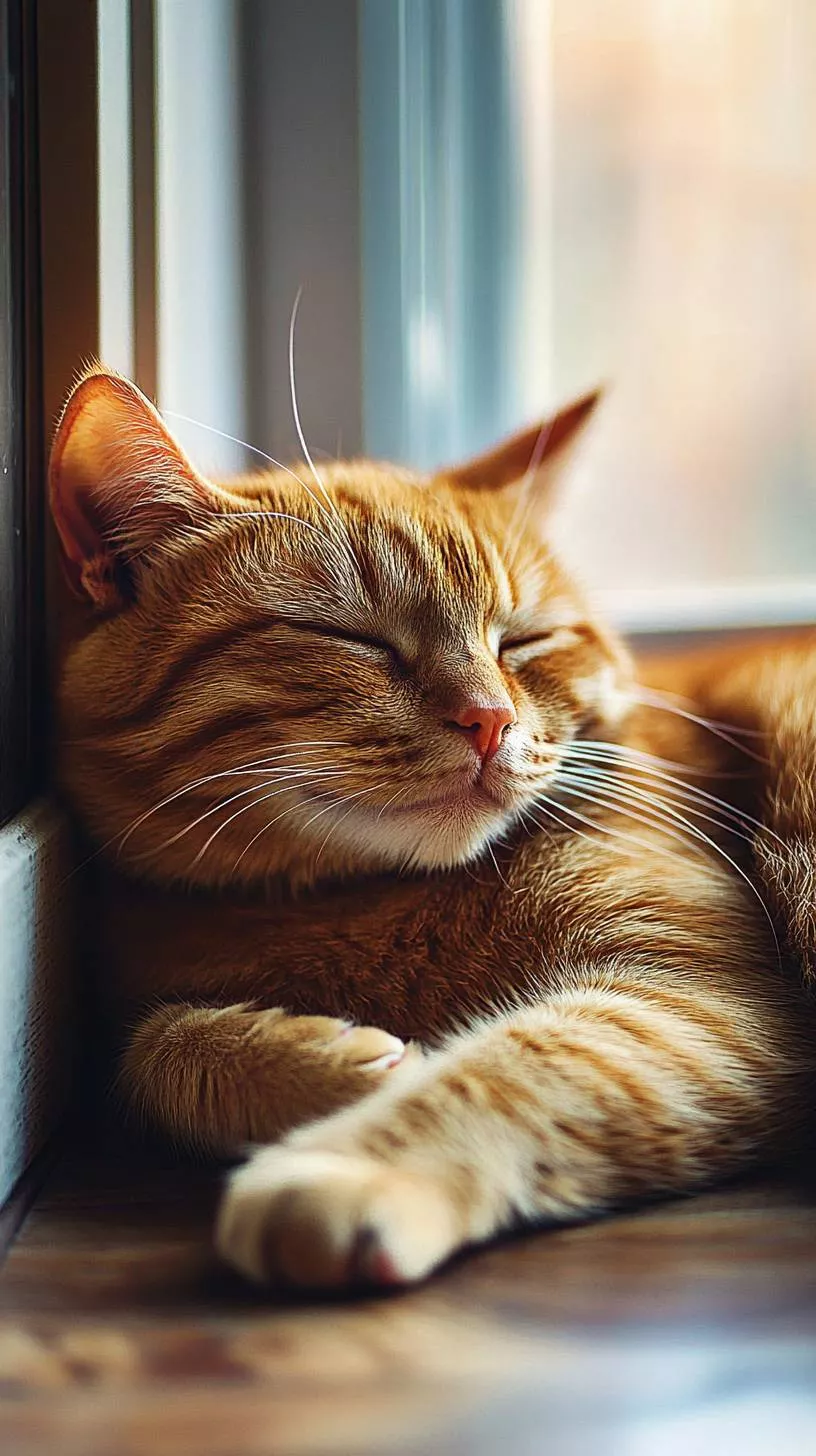 orange tabby cat is peacefully curled