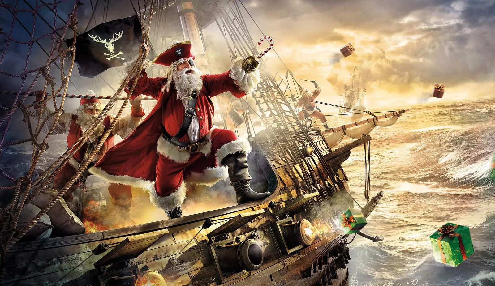 Santa Claus The Pirate HD Wallpaper