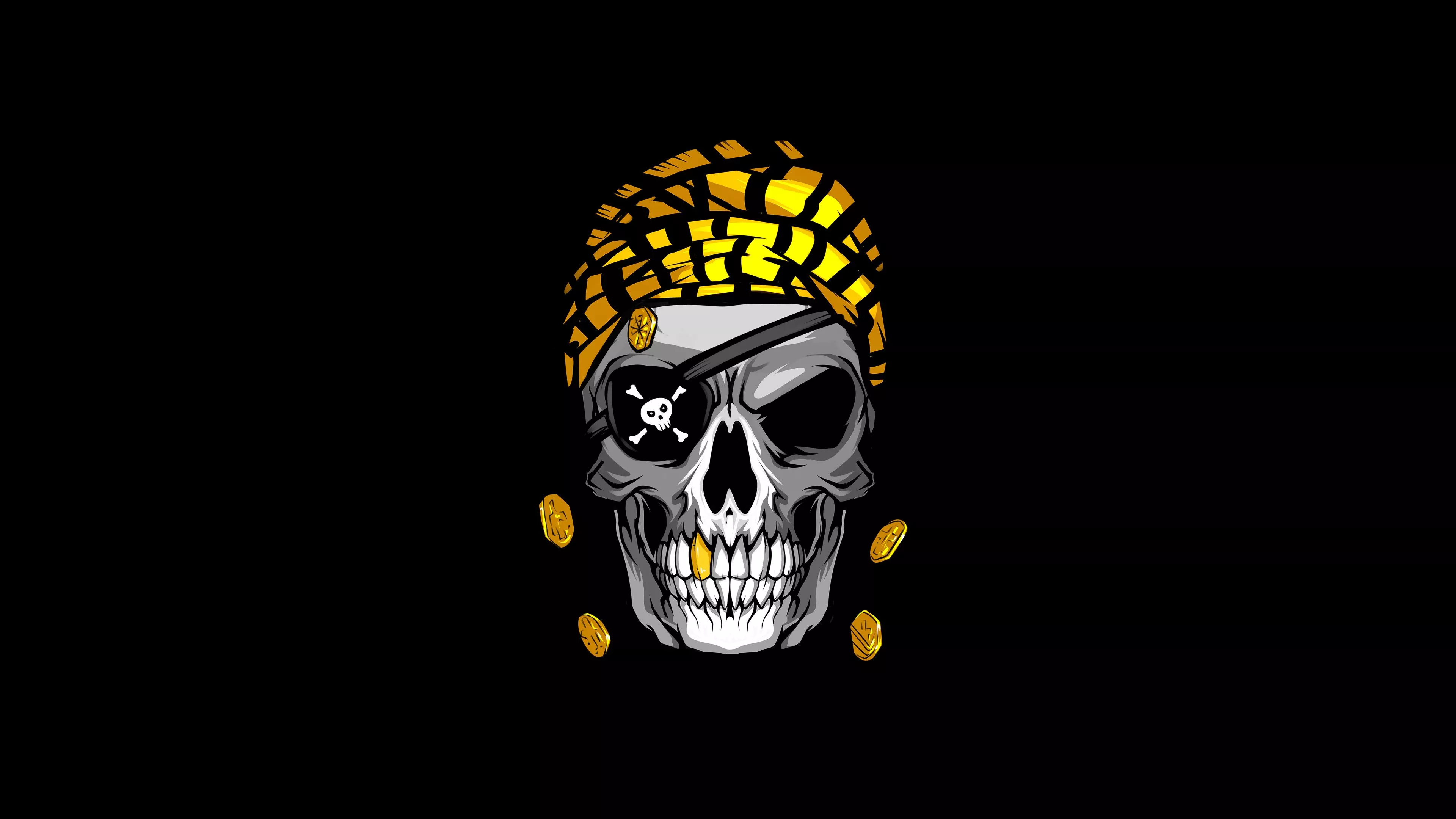 Pirate Skull Gold Wallpaper, HD