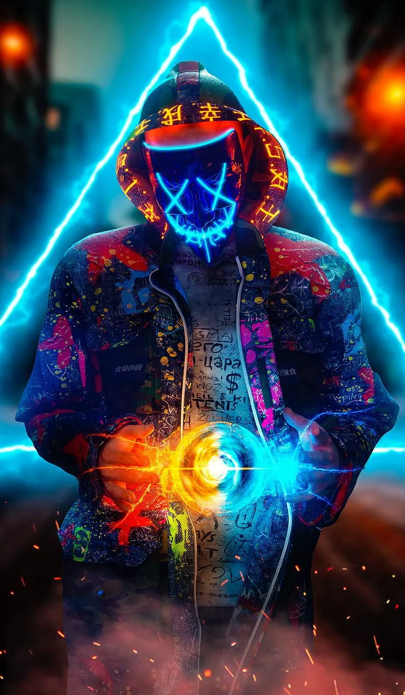 HD neon mask colors wallpaper