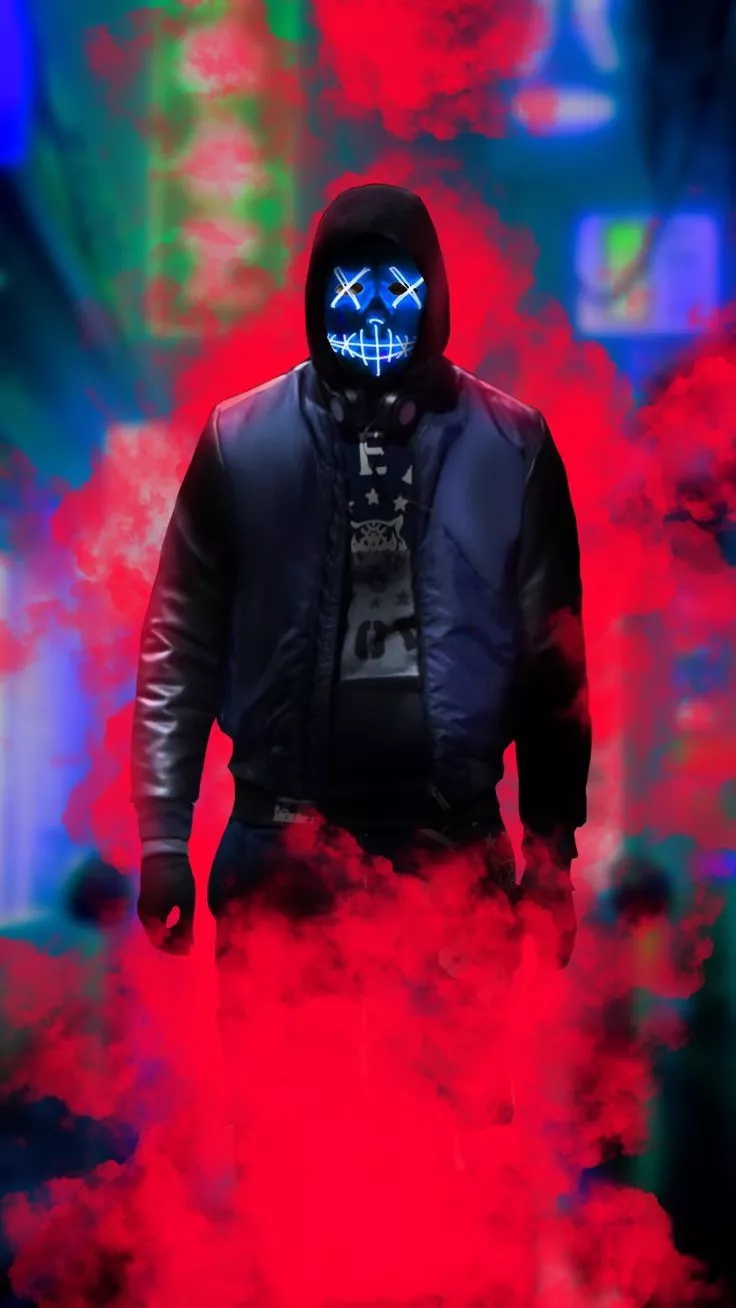 Neon mask man wallpaper