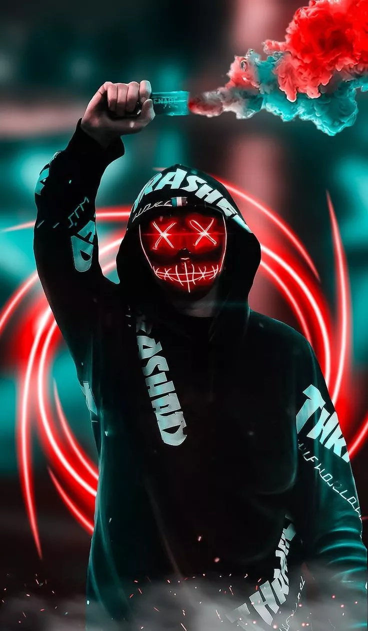 NEON MASK MAN, City, Man, light, mask