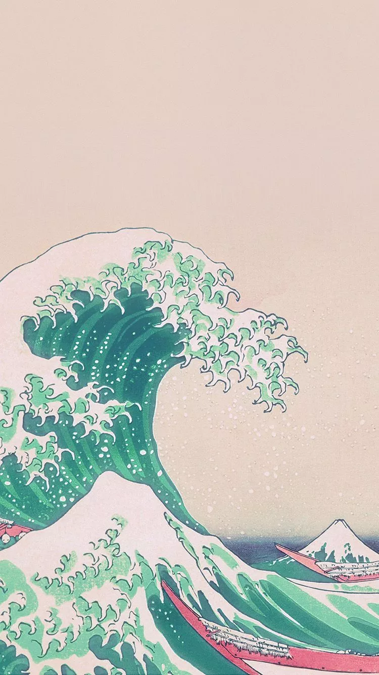 Wave Art Hokusai Japanese Green
