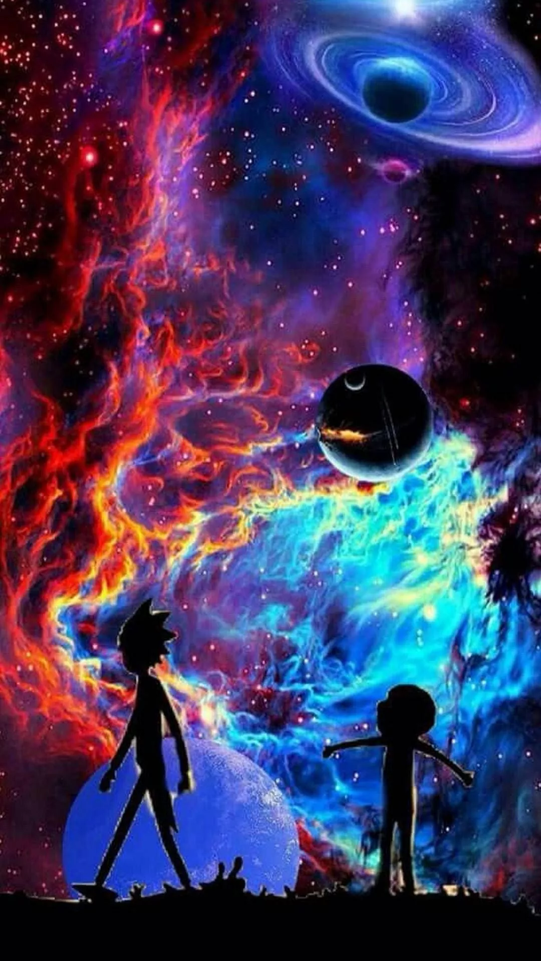 Neon Space Rick And Morty iPhone