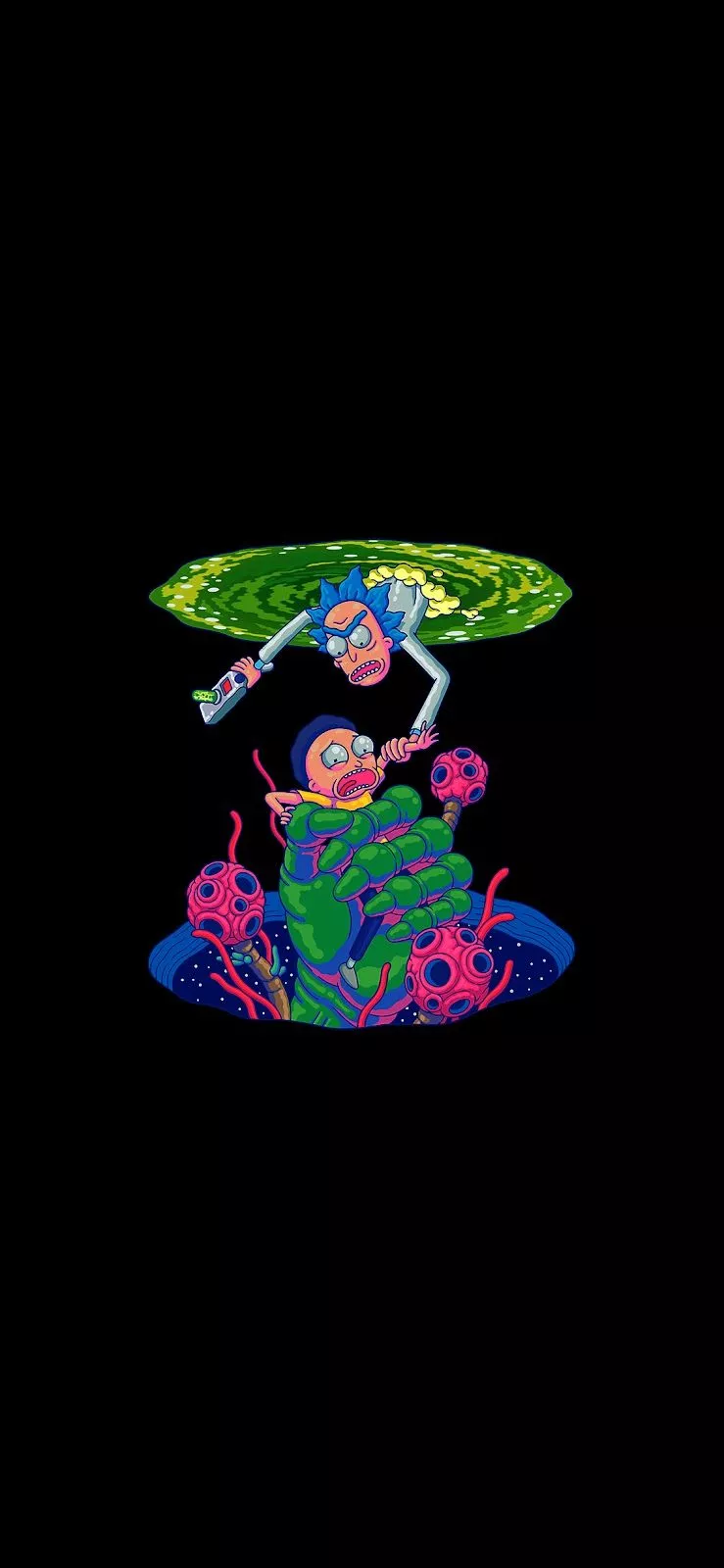 rick and morty oled wallpaper iphone