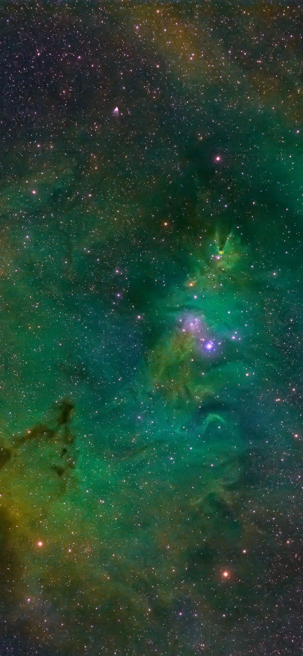 green and black galaxy illustration