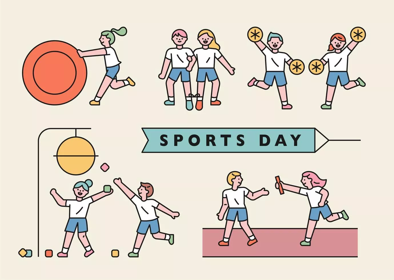 School Sports Day Vector Art, Icon