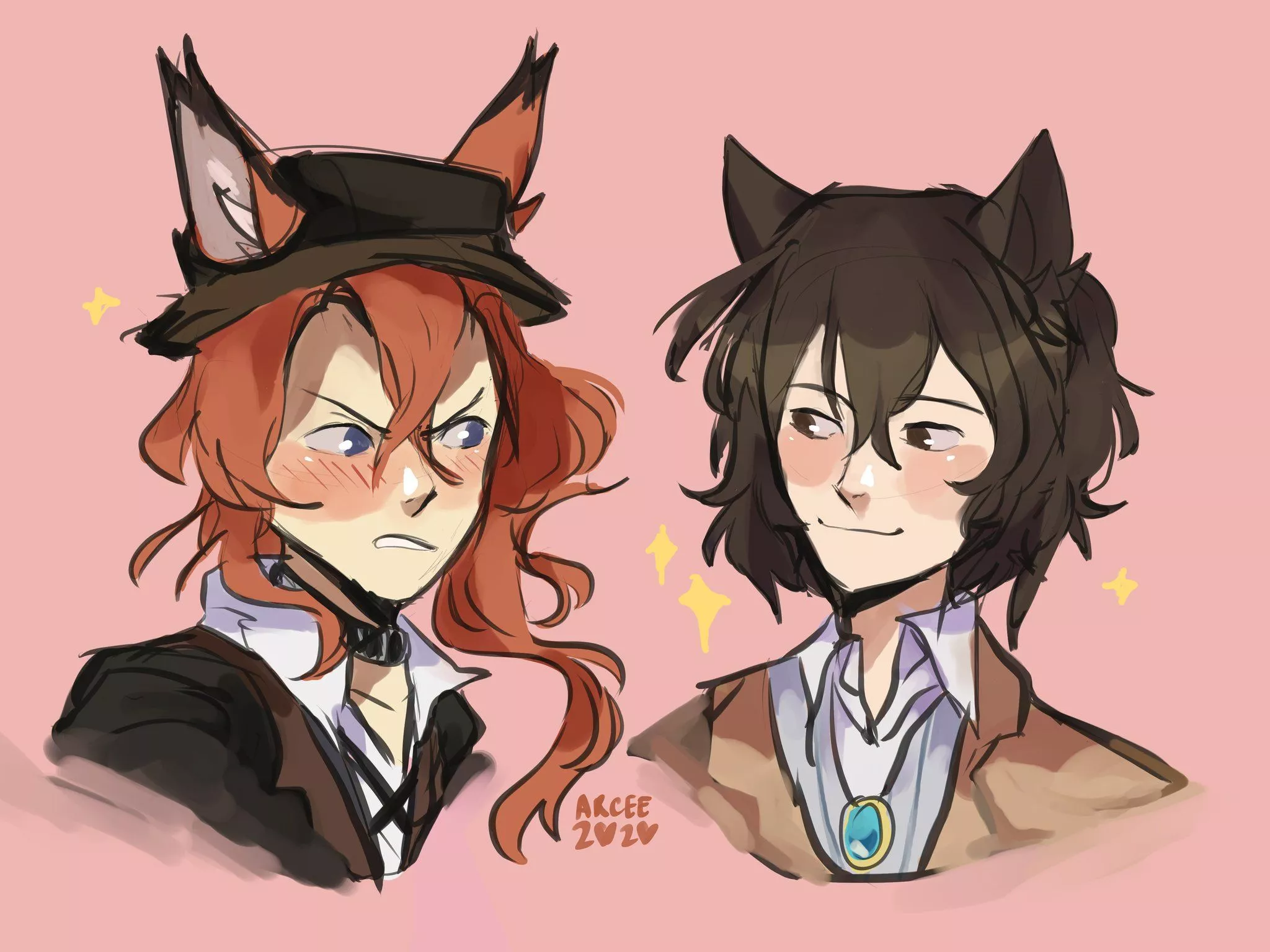 cat dazai and fox chuuya soukoku