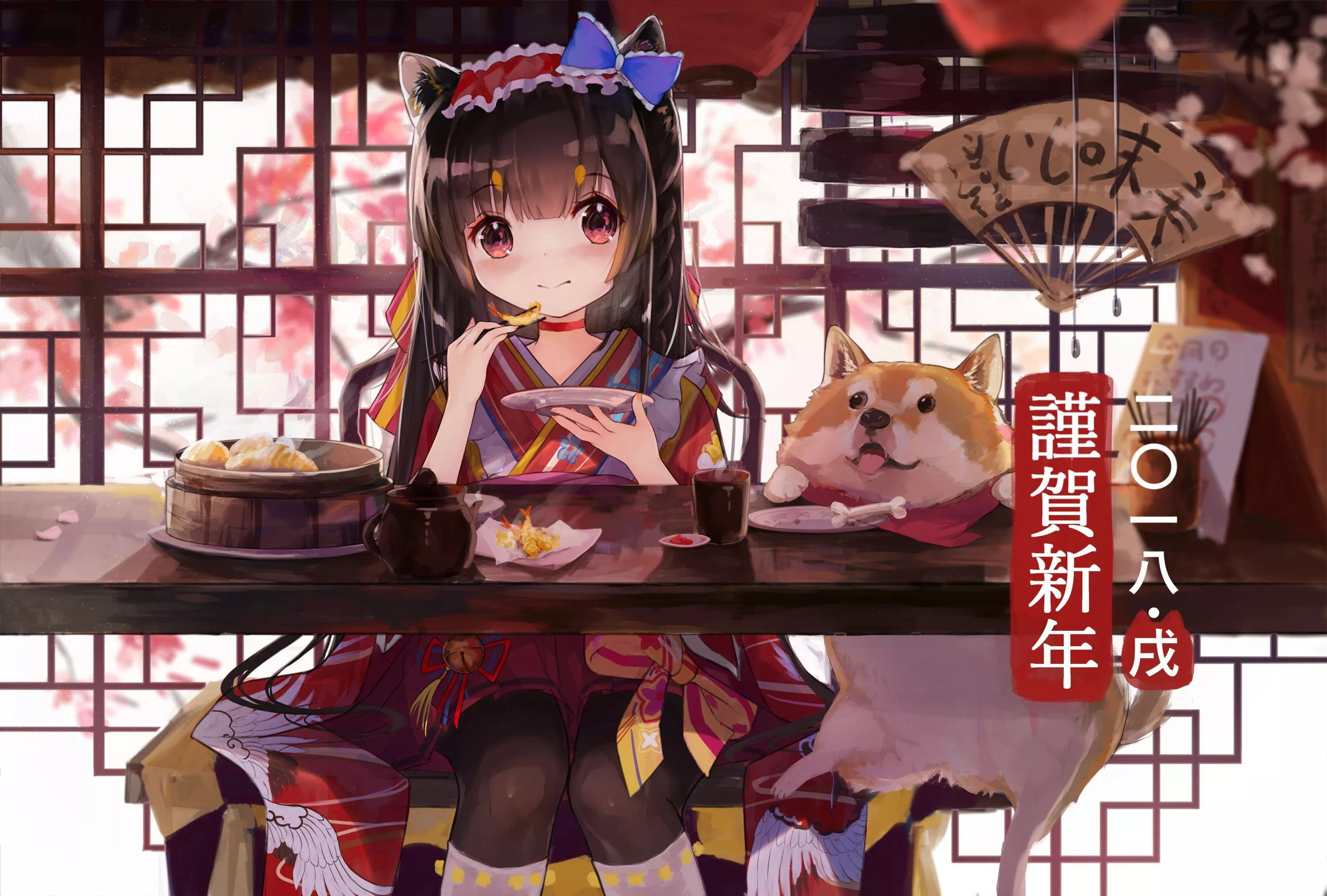 HD desktop wallpaper: Anime, Food, Dog