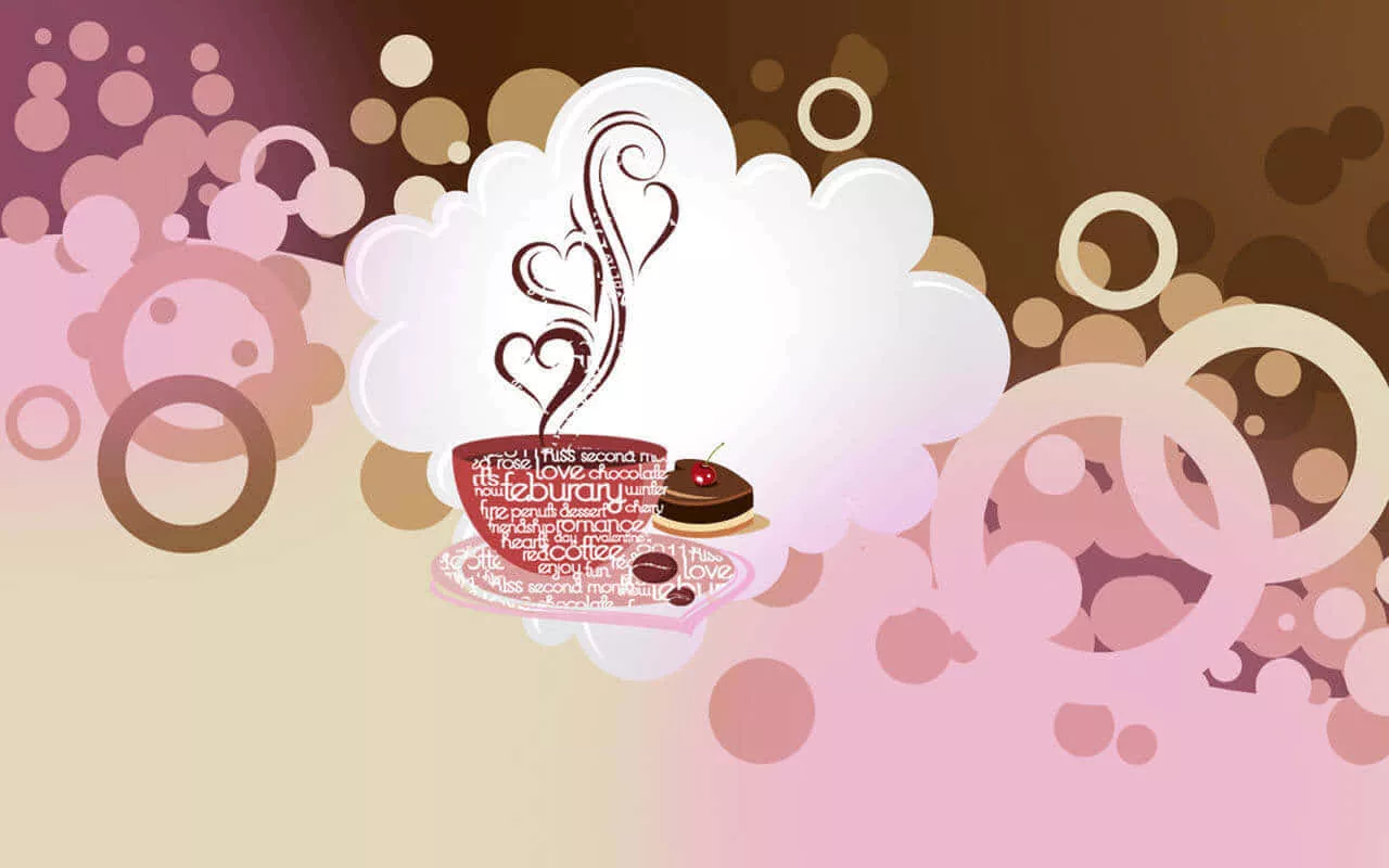 Aesthetic Cute Valentines Coffee Vector
