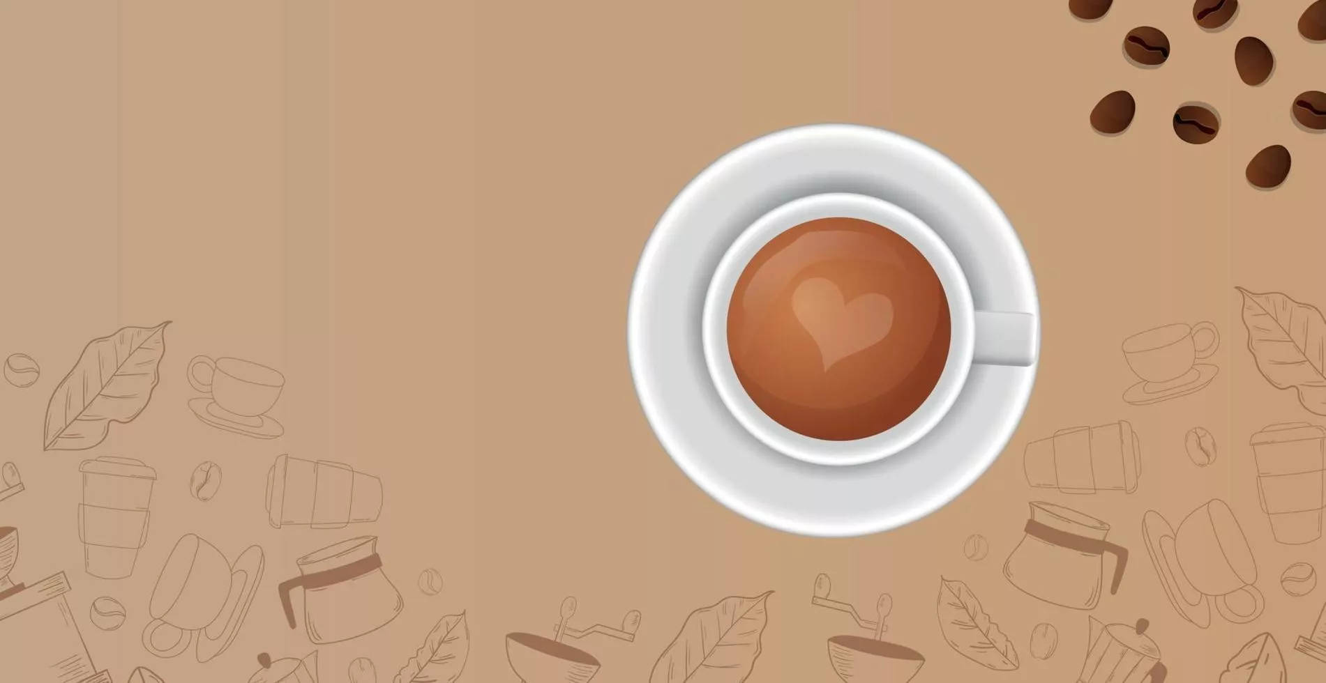 Coffee background with realistic cup