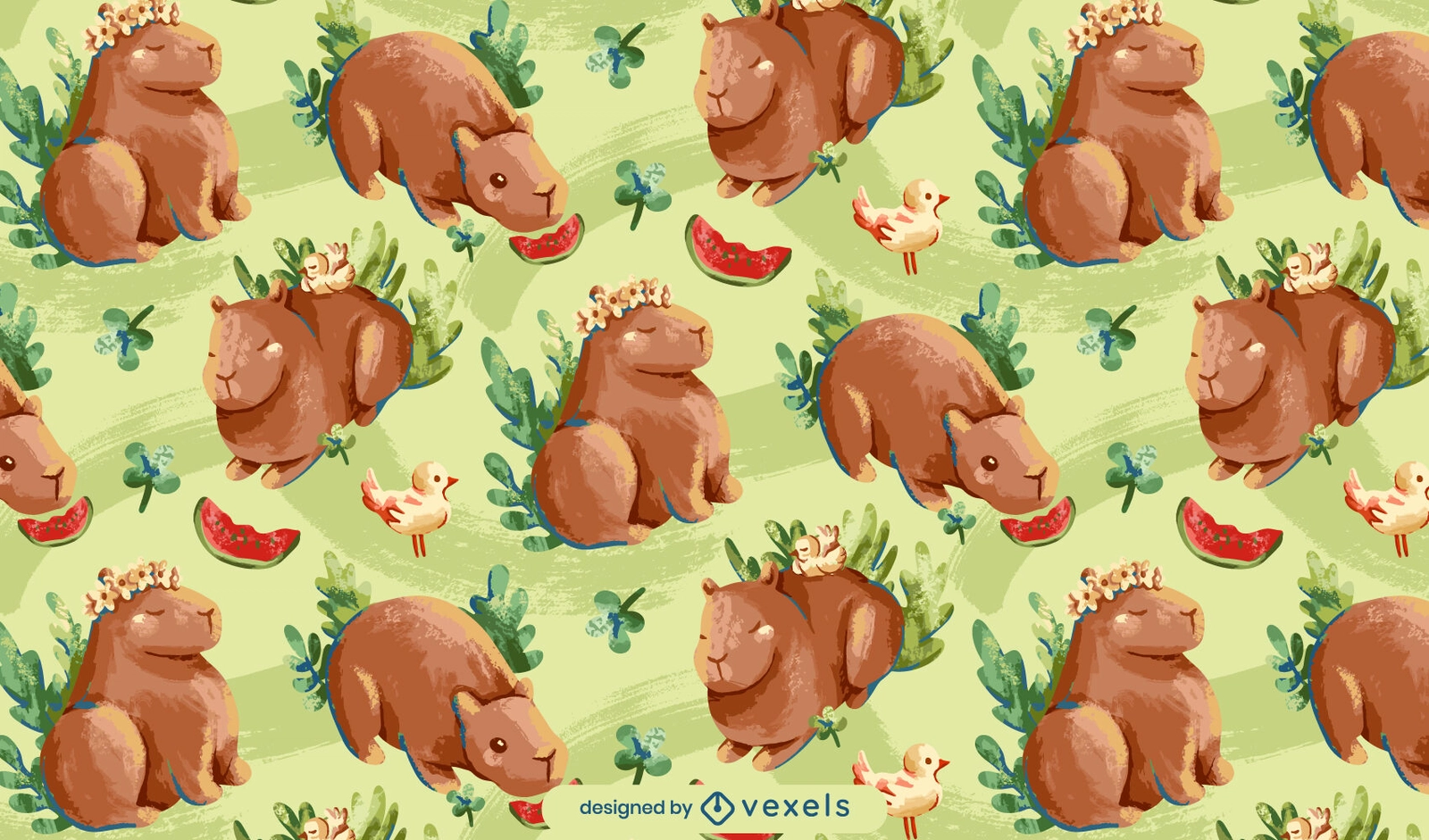 Cute Capybara Pattern Design Vector Download