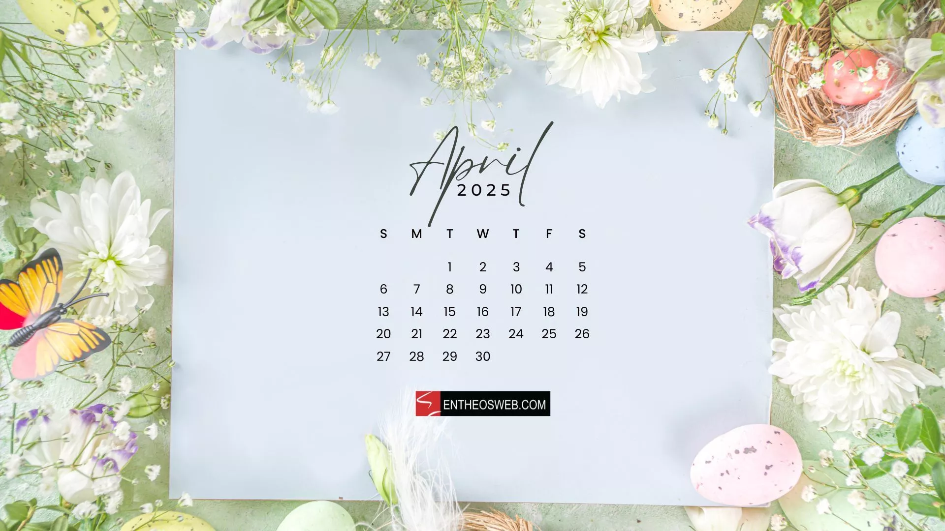 April 2025 Desktop Calendar Wallpaper