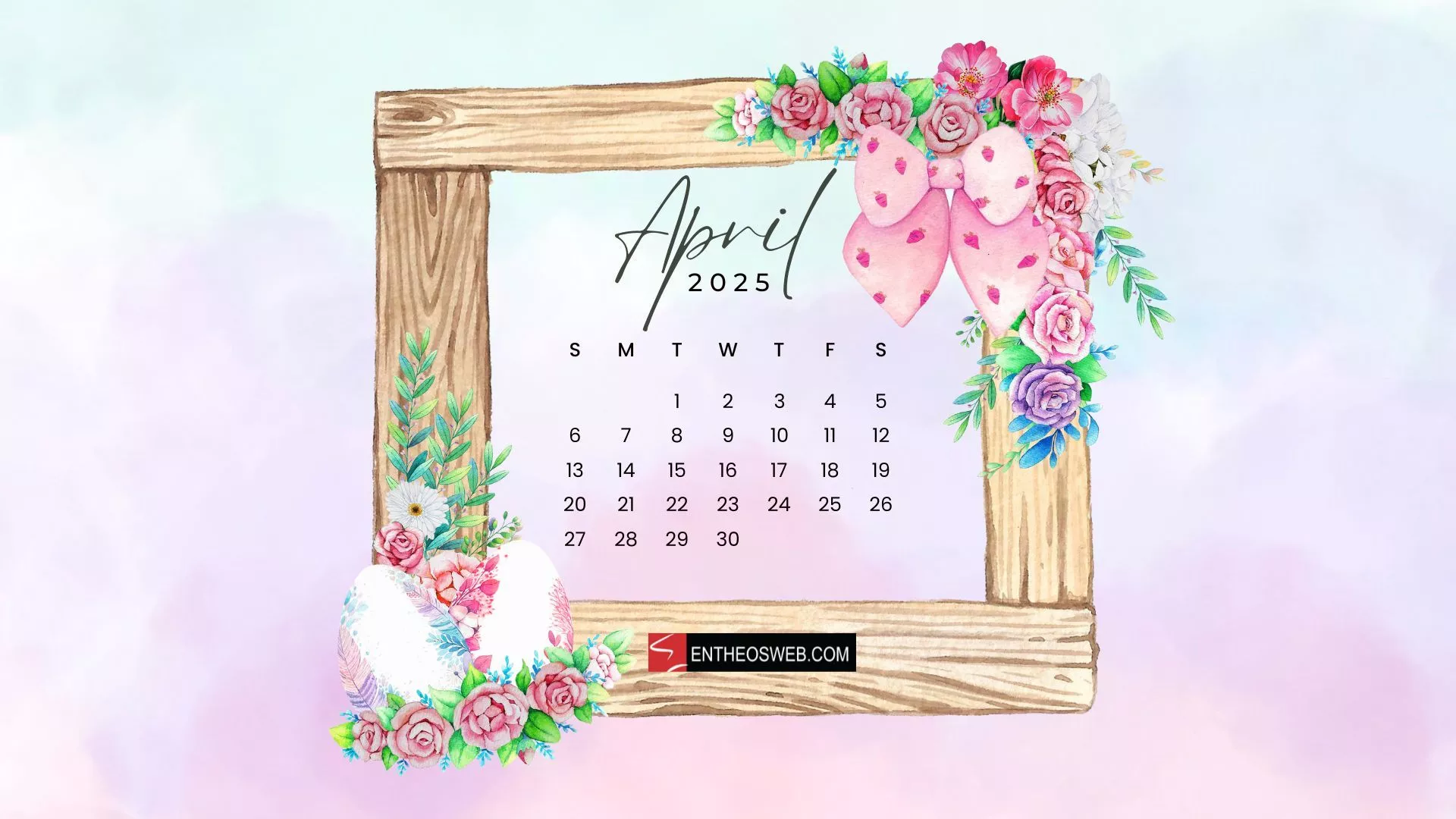 April 2025 Desktop Calendar Wallpaper