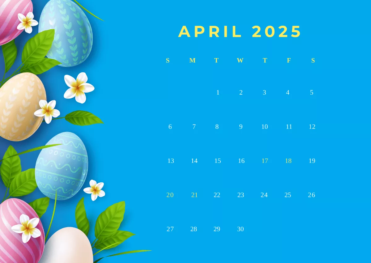 Free Aesthetic April 2025 Calendar
