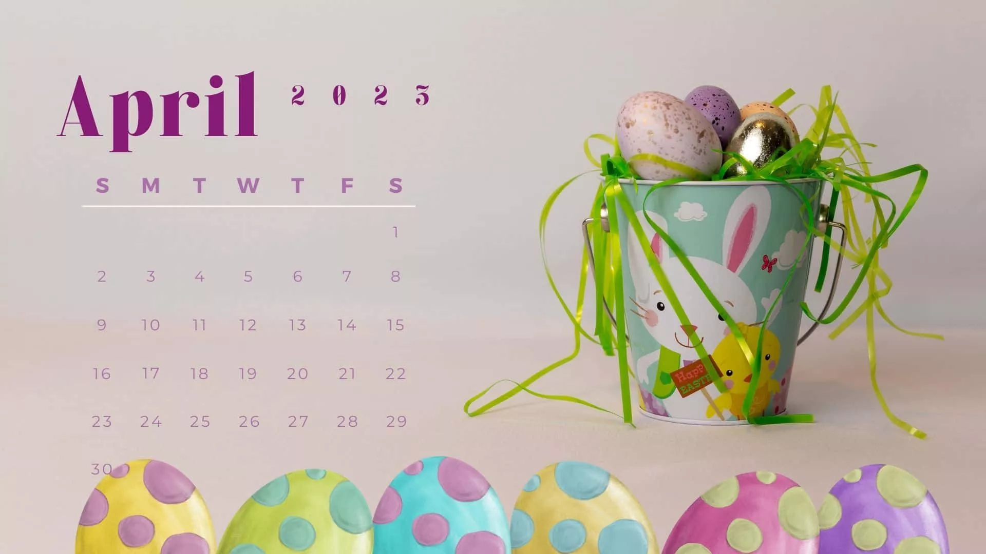 April 2020 Calendar With Easter Eggs