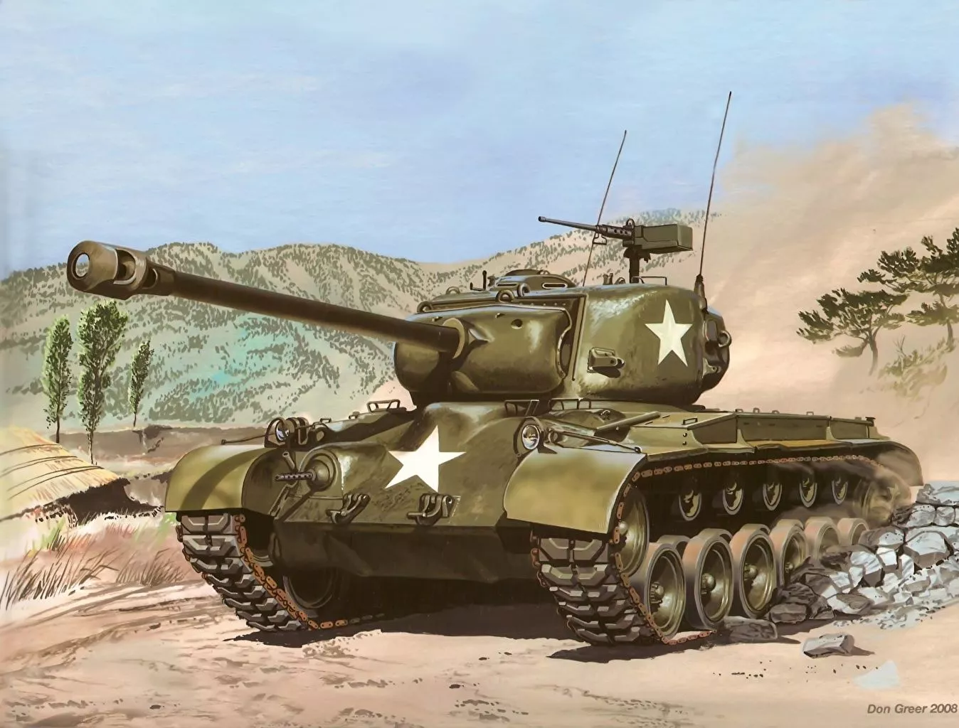 Photo tank M26 Pershing Painting Art Army