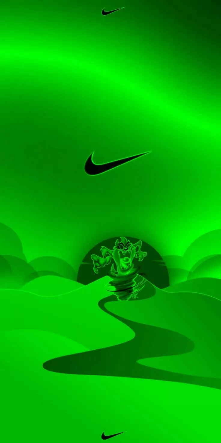 Green Nike Wallpaper with Lion Design