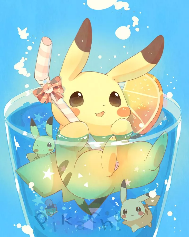 Refreshed Pikachu, anime, cute, pokemon, summer, HD phone wallpaper