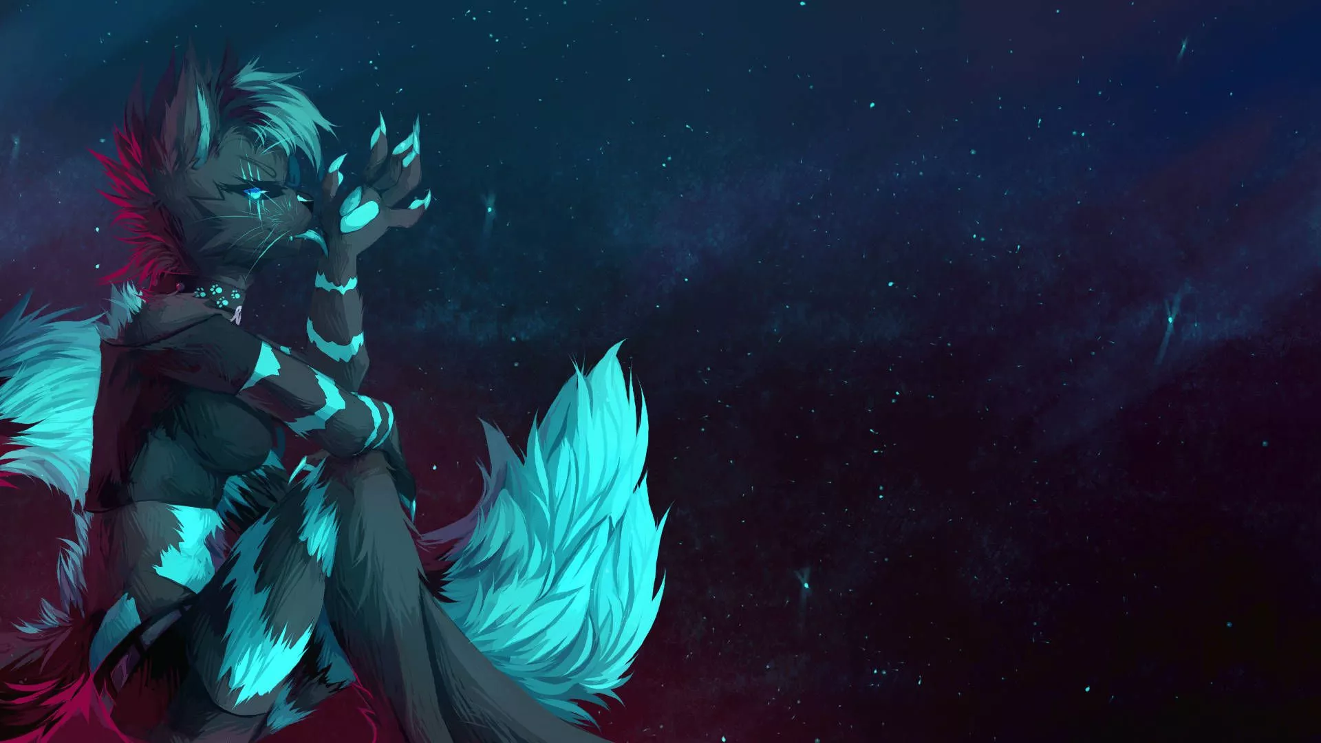 Furry Female Fox Space Background