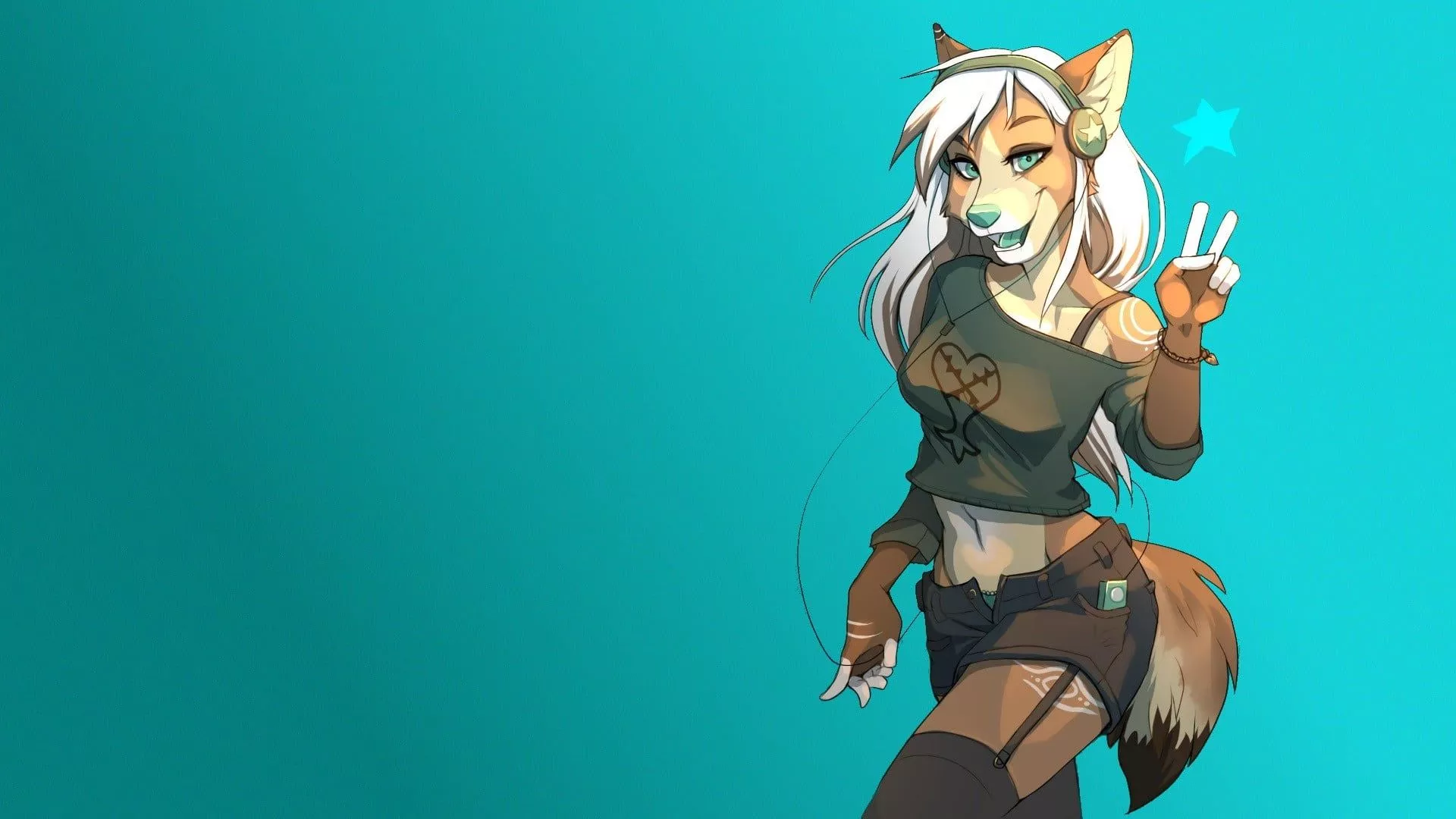 Female fox illustration, furry, Anthro