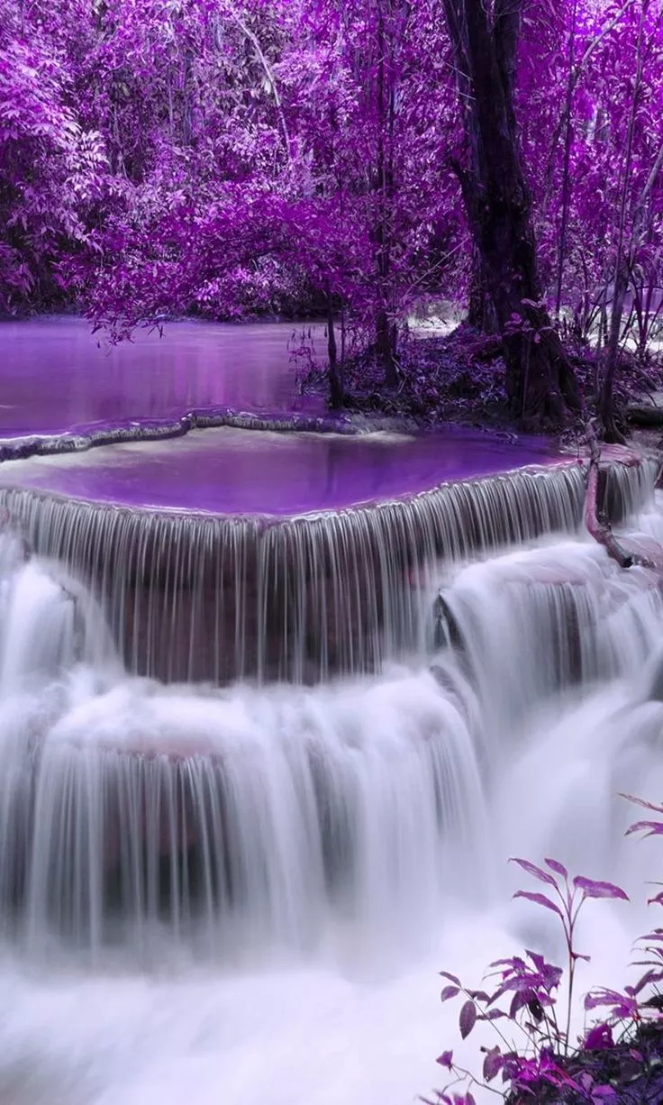 purple waterfall wallpaper