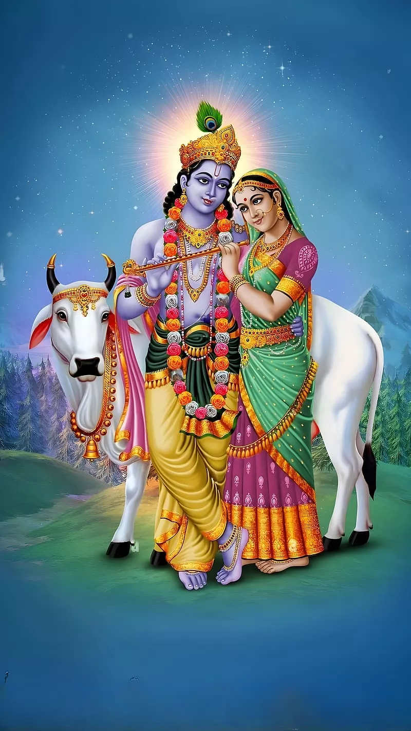 HD lord krishna with cow wallpaper