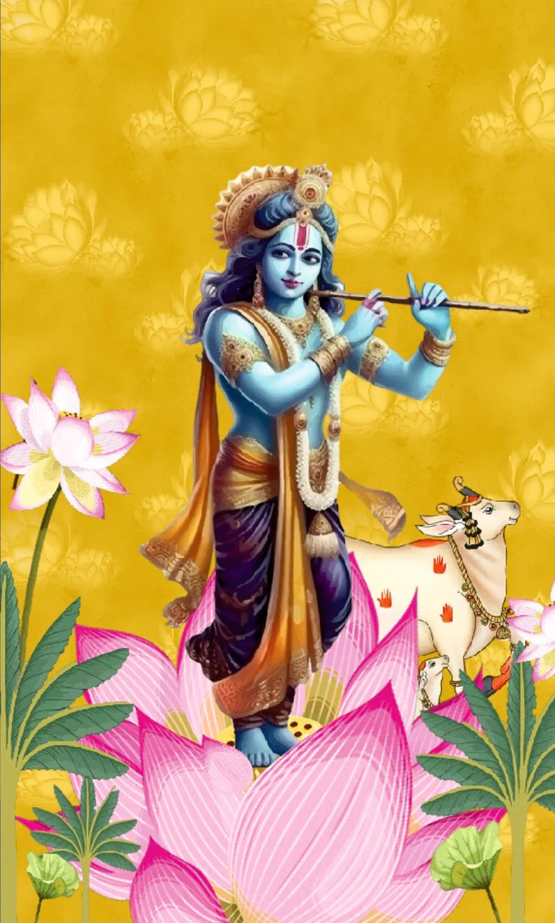 Lord Krishna Combined Cow Pichwai Theme