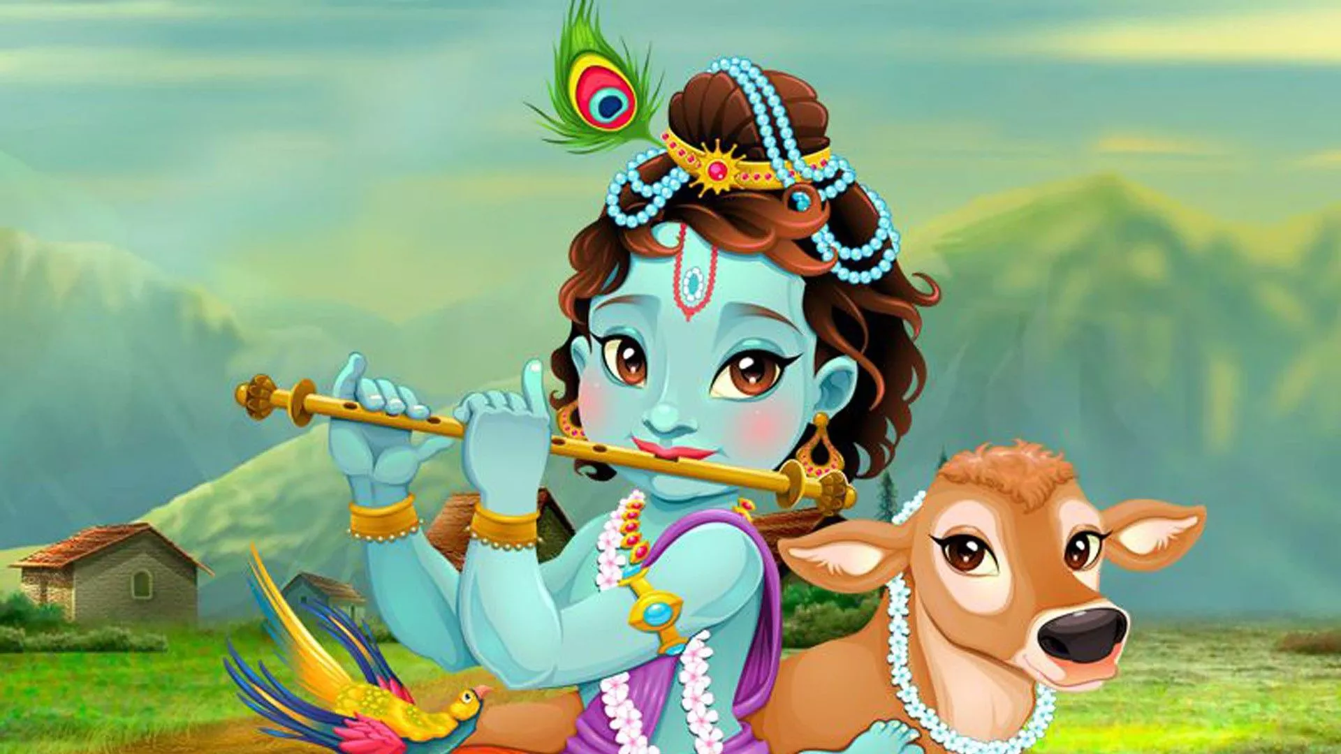 Colorful Little Krishna Cow Animation