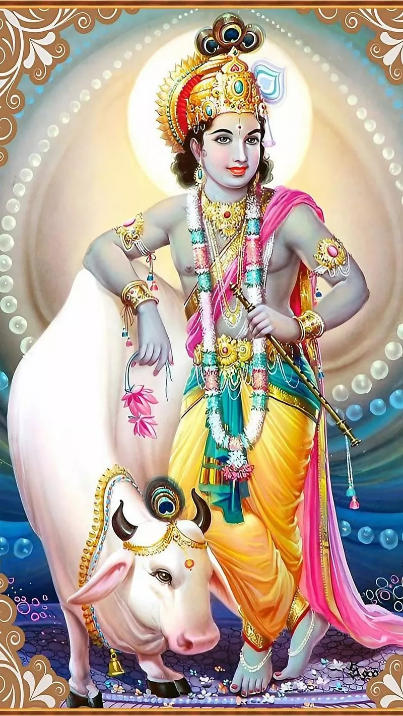 HD shri krishna with cow wallpaper
