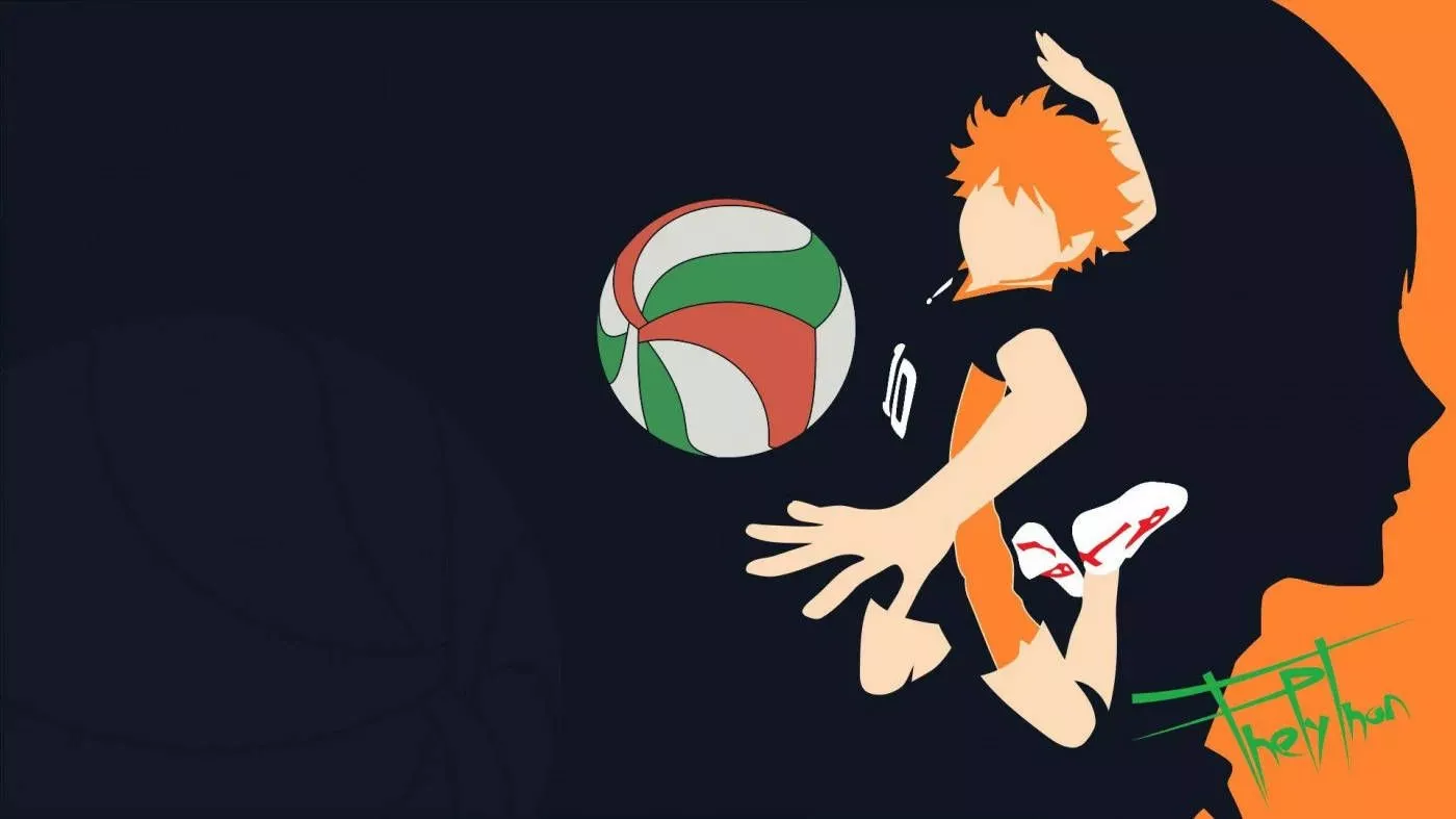 Minimalist Hinata Hitting A Volleyball