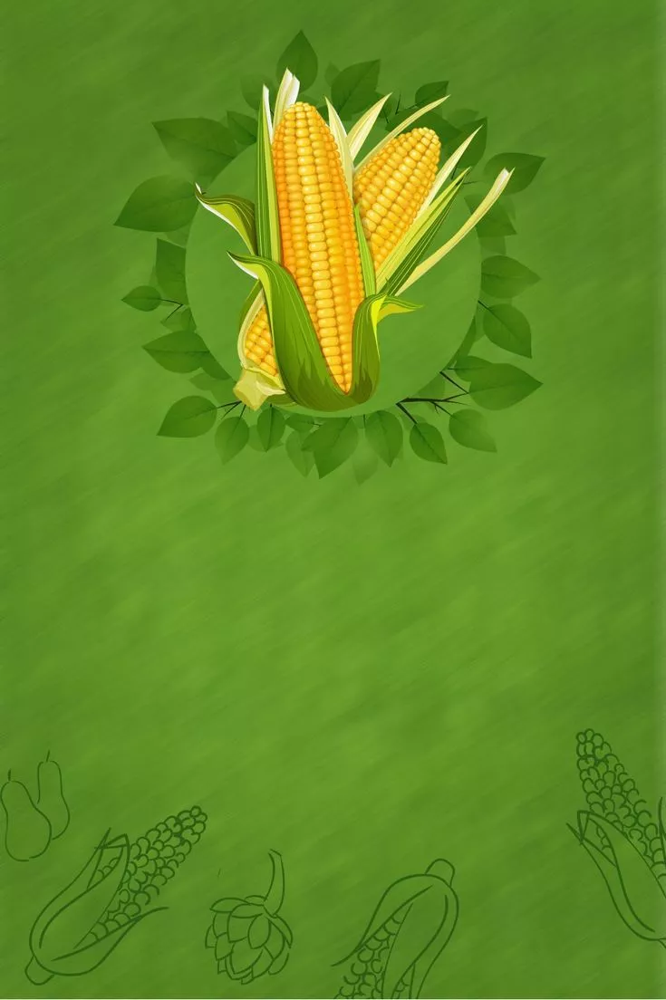 Green Hand Painted Creative Corn Grain