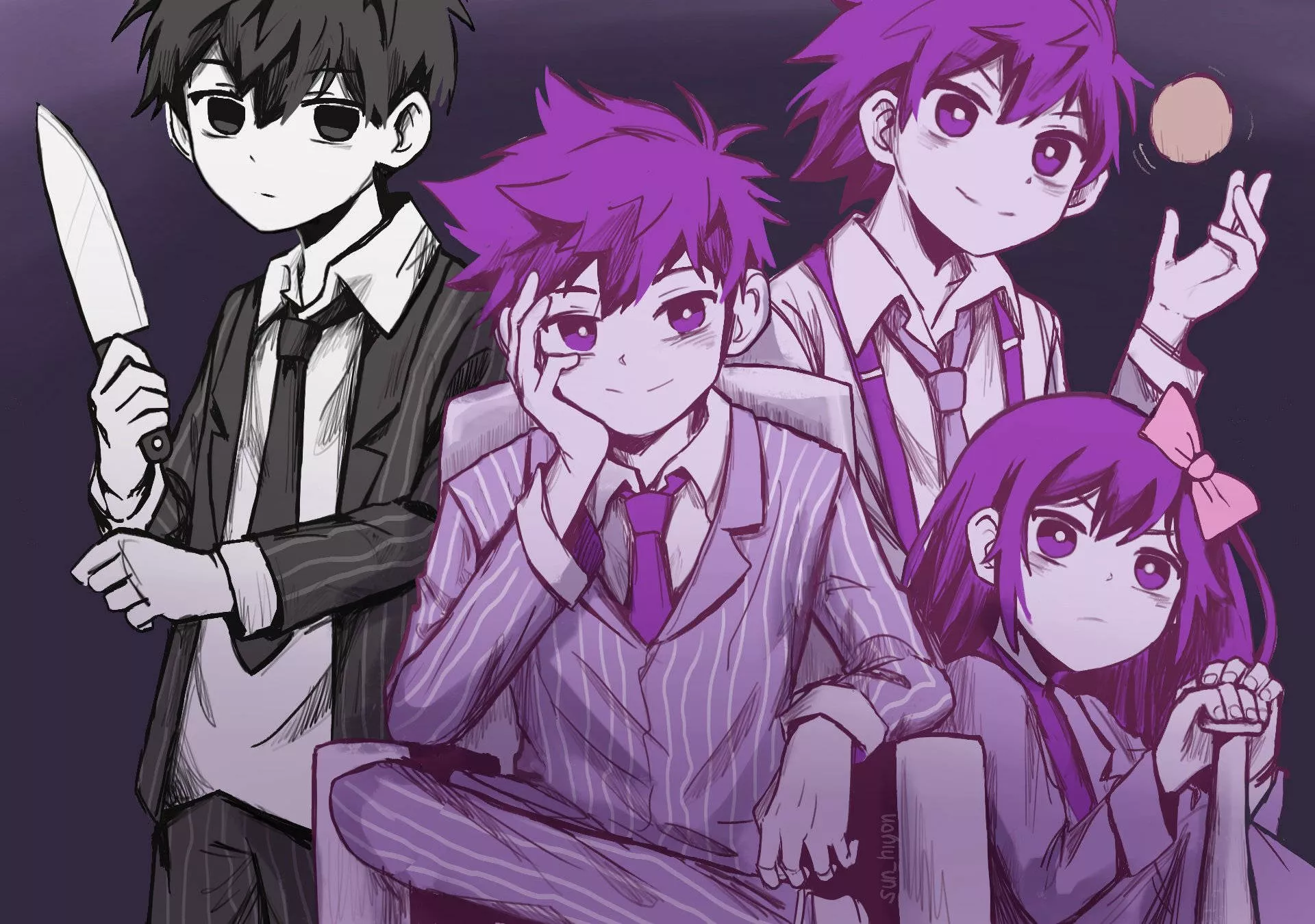 Omori Beside Purple Colored Friends
