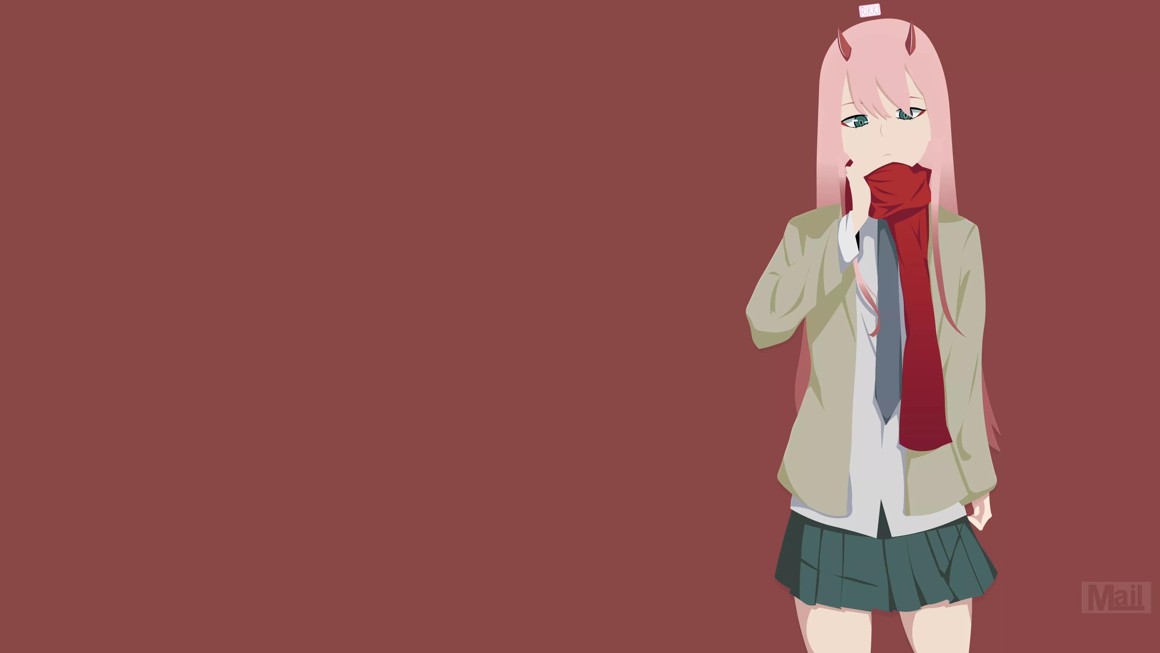 Zero Two Minimalist Wallpaper, HD Anime