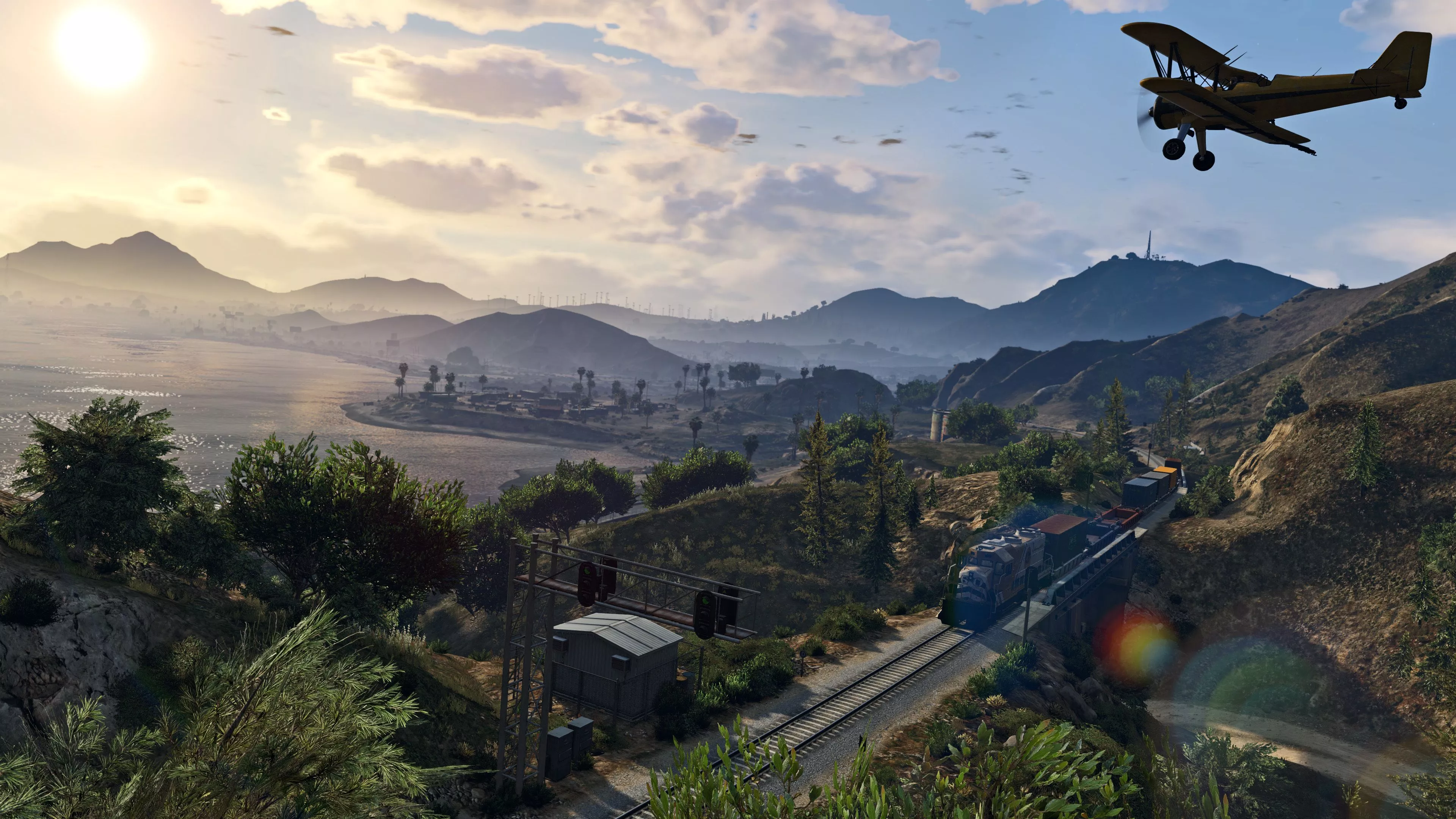 Wallpaper landscape, train, beauty, gta