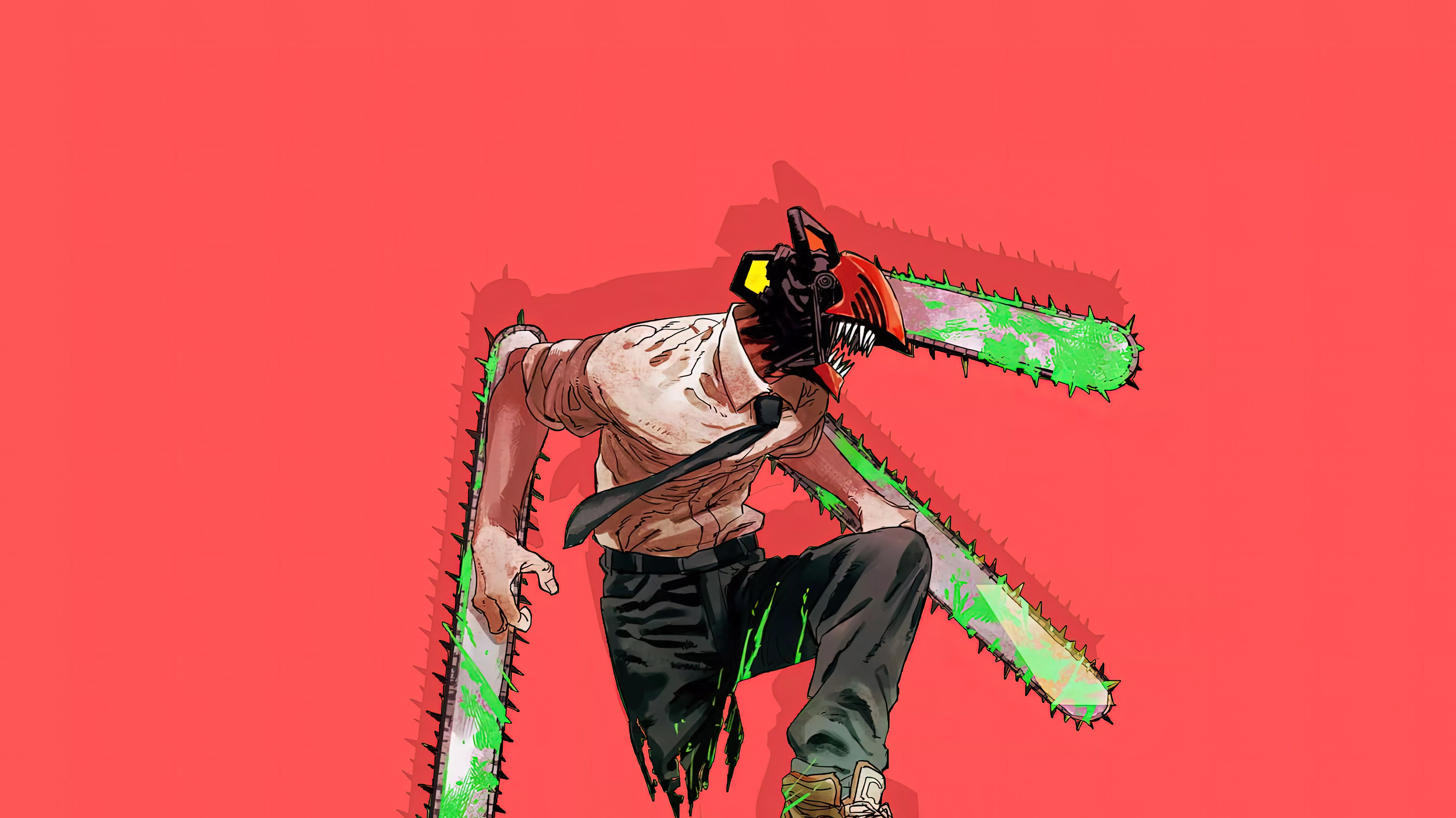 8K Chainsaw Man Red Denji Minimal Art