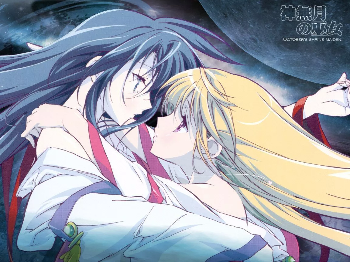 anime, yuri anime, shrine maiden