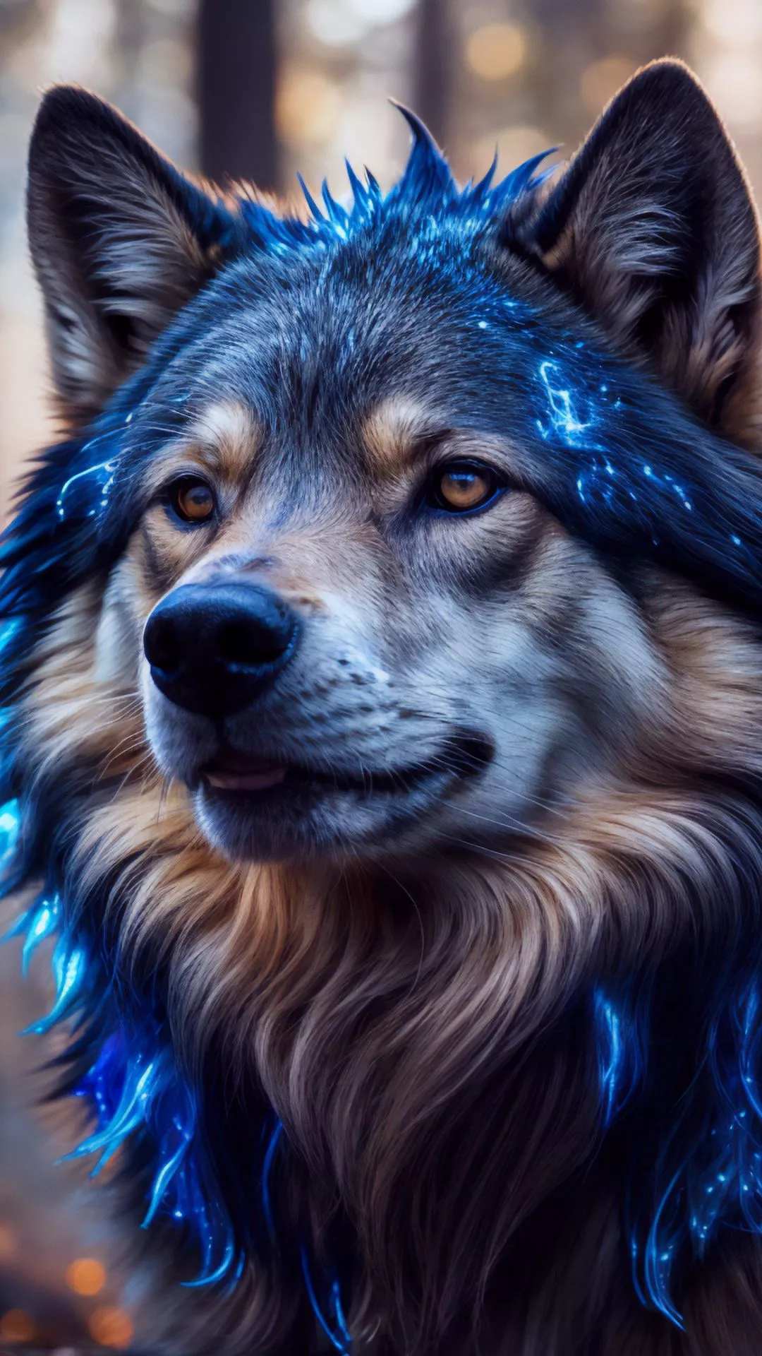 Wolfdog Wallpaper 4K, AI art, Mystical