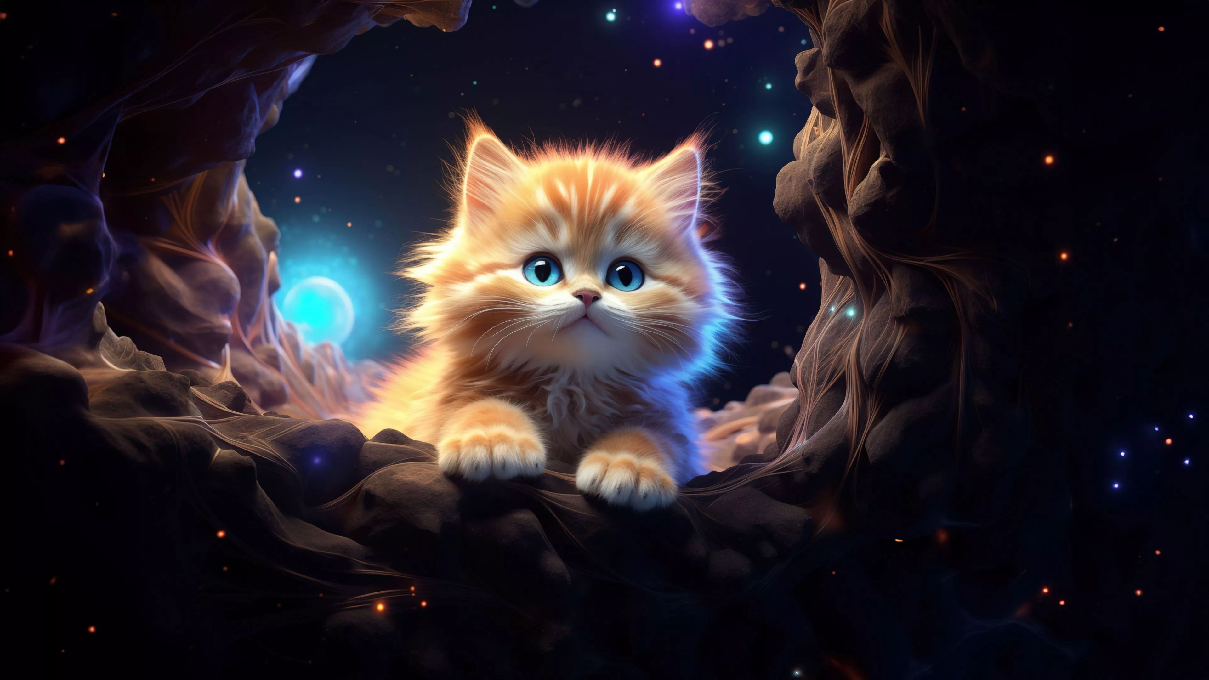 Cute Kitten Wallpaper 4K, AI art