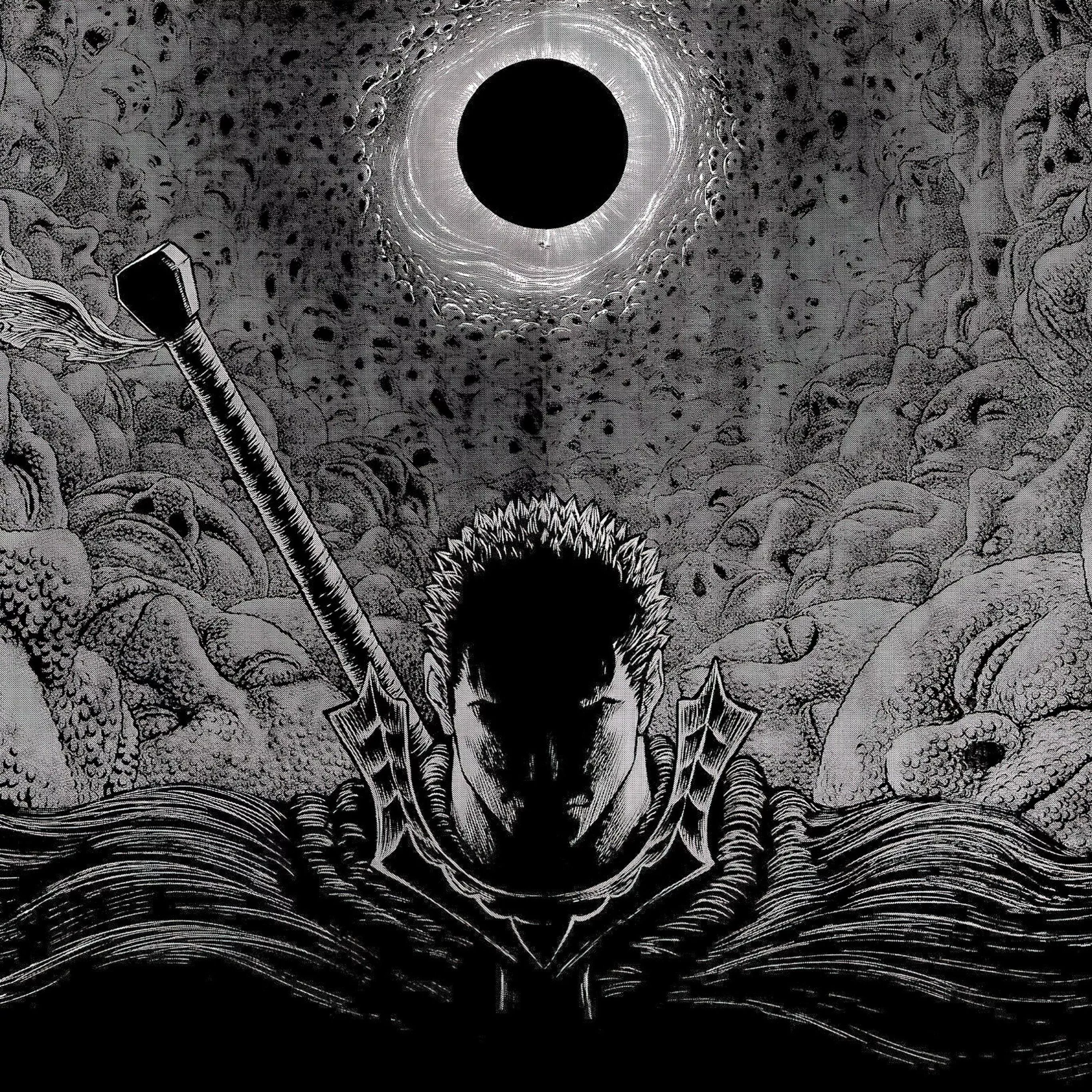 Berserk Guts Black and White 4K Wallpaper