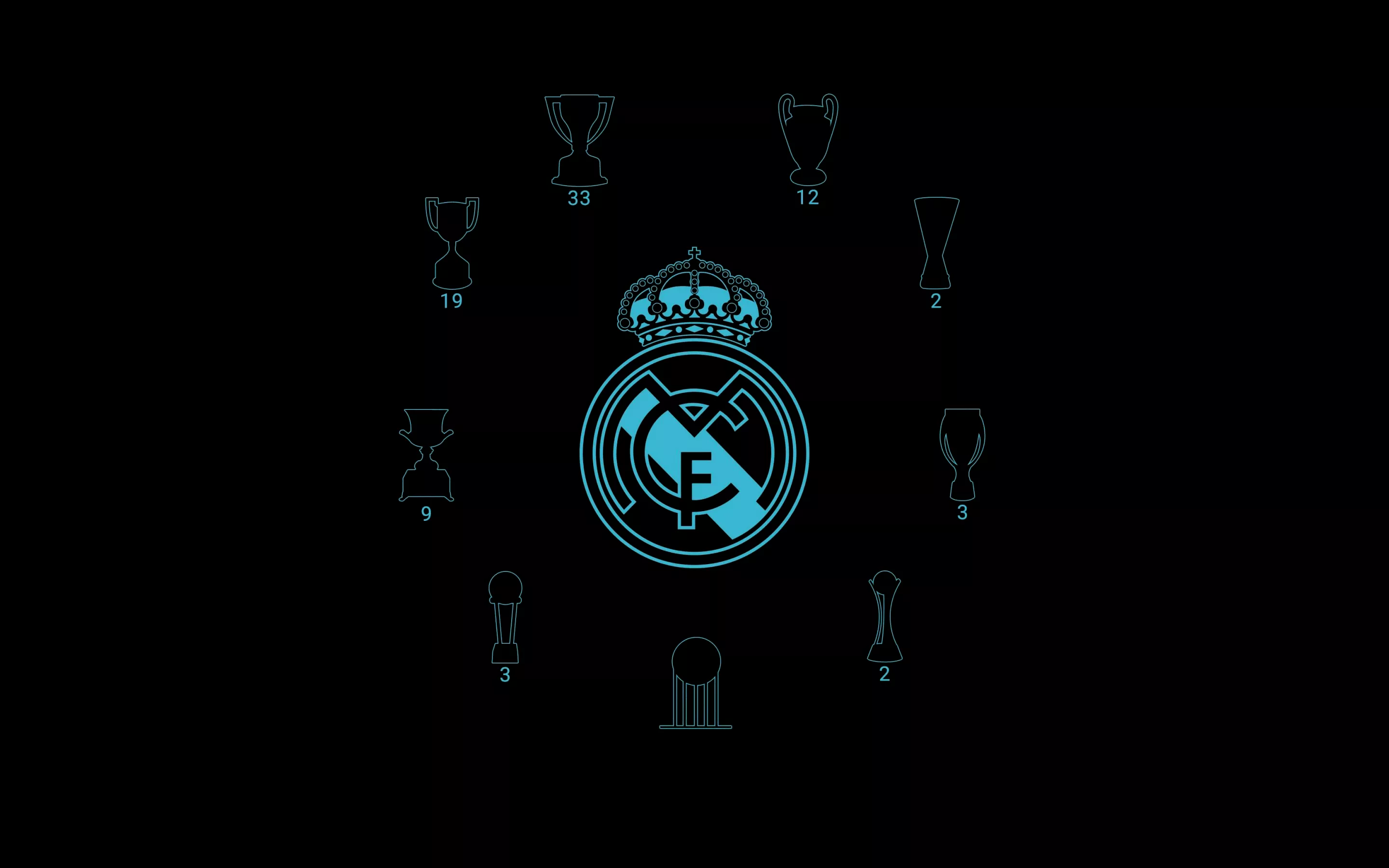 Real Madrid CF Wallpaper 4K, Black background, Minimalist