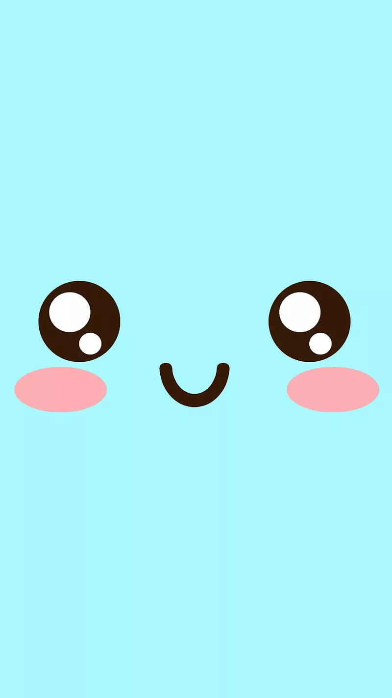 Kawaii Cyan Face, minimalist, HD phone
