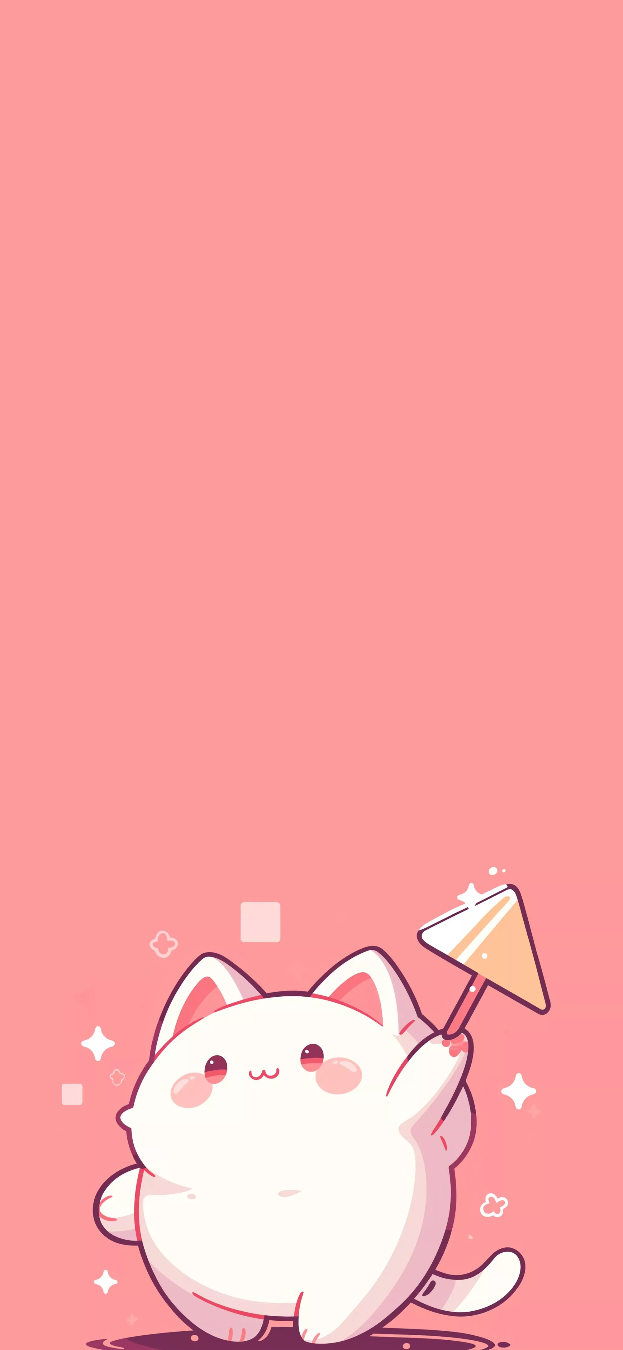 Kawaii Cat Pink Minimalist Wallpaper