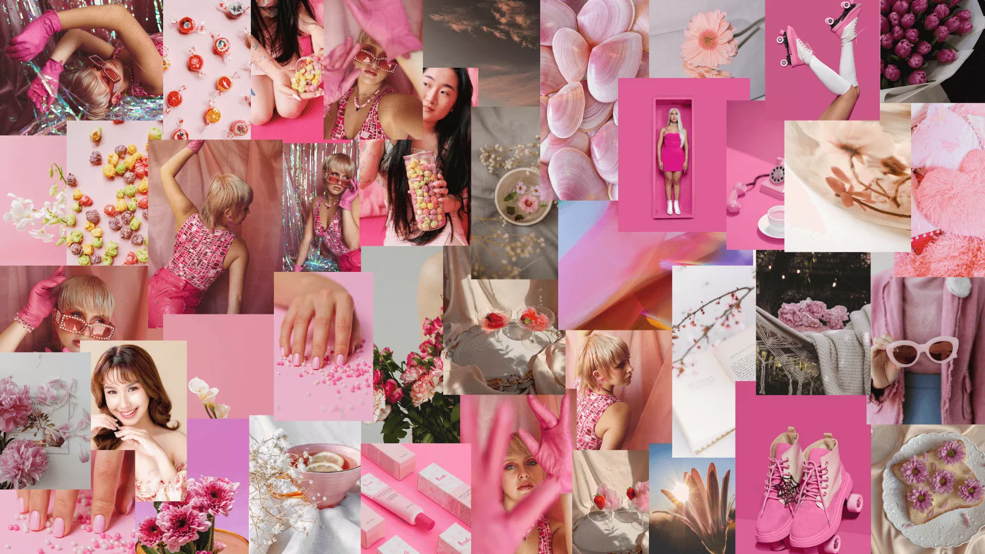 Pink Modern Mood Board Collage Desktop