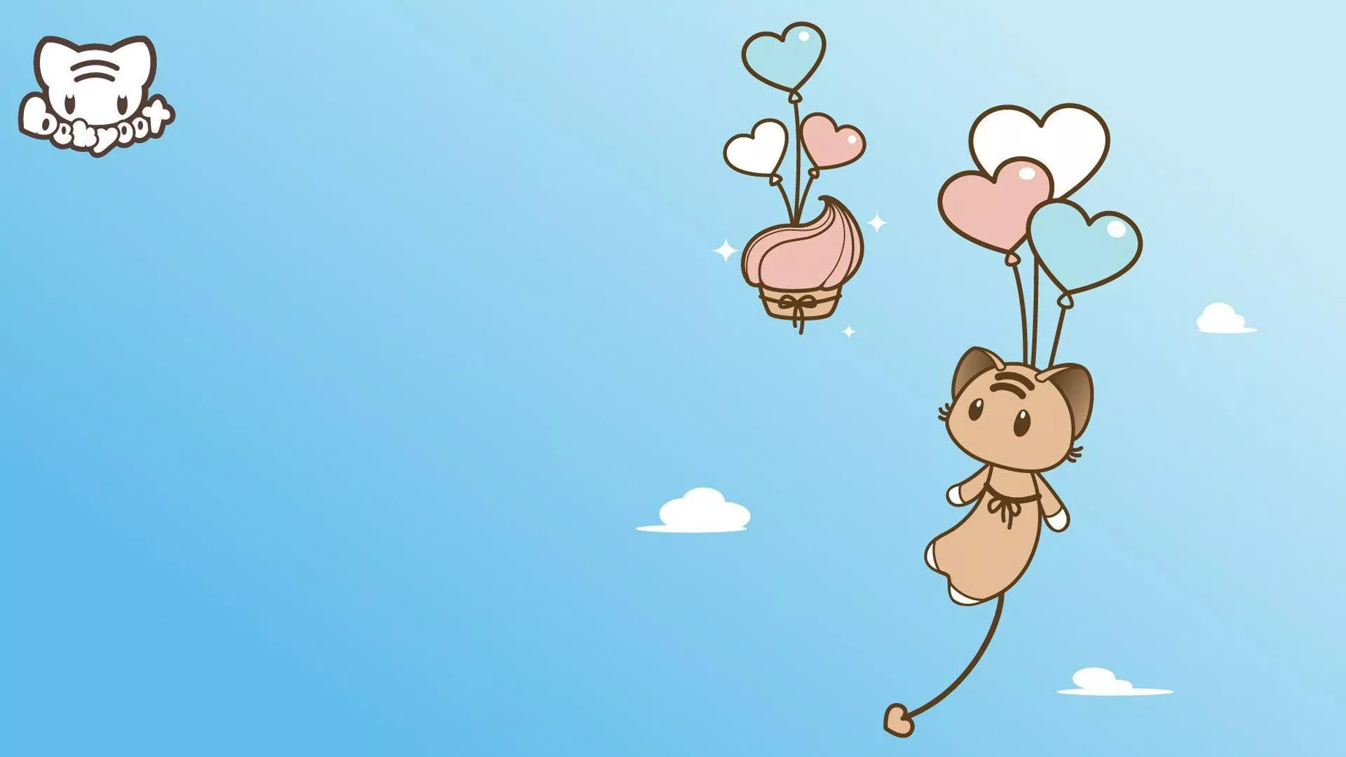 Heart Balloons Kawai Blue Sky