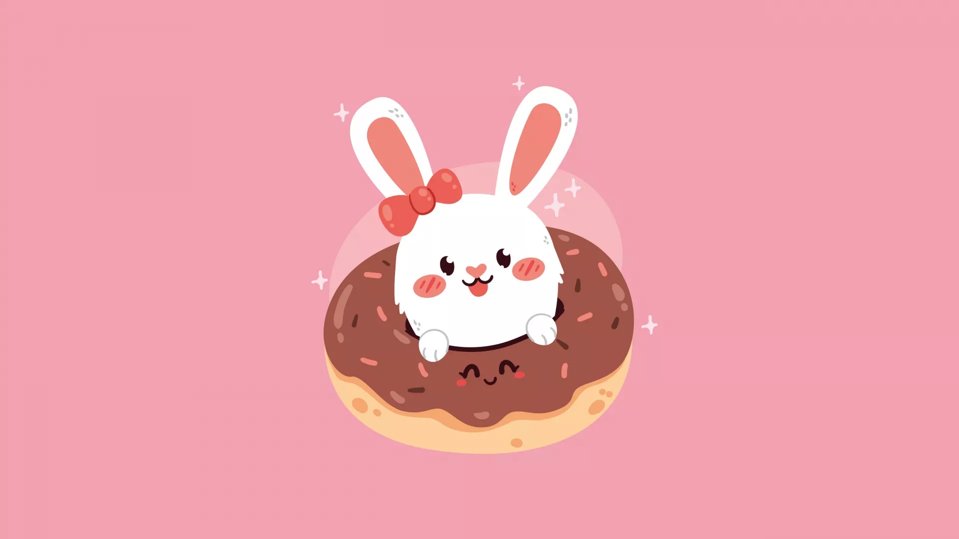 Cute rabbit Wallpaper 4K, Kawaii food