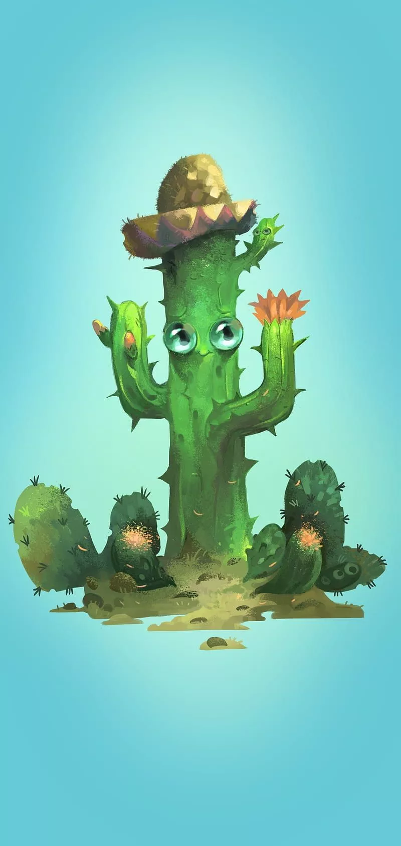 Cactus, animated, anime, desert, green