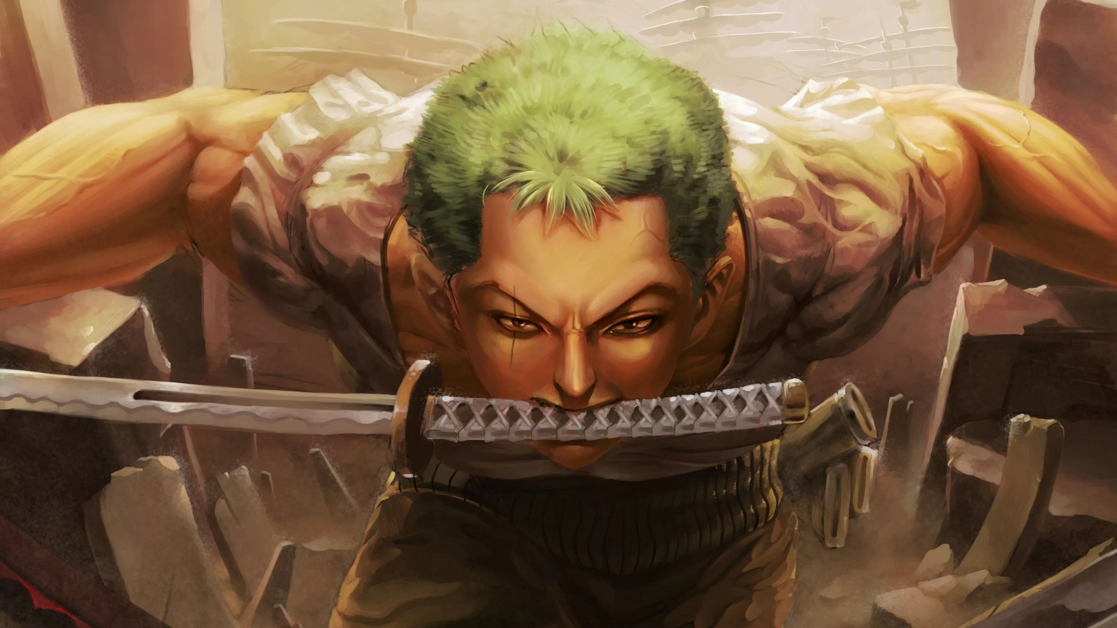 Roronoa Zoro Wallpaper 4K, Three Sword