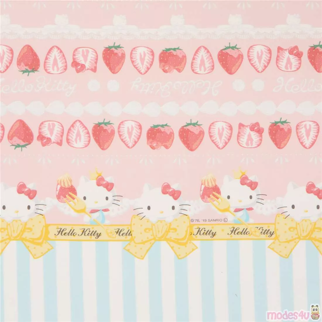 Hello Kitty strawberry oxford fabric